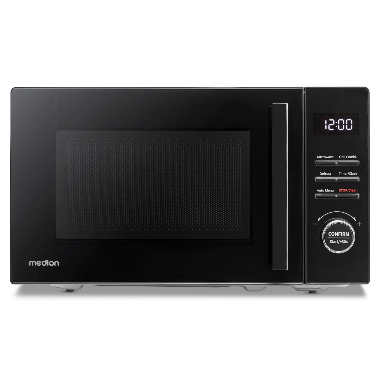 MEDION MD12011 Microwave (20 Litres, 800 Watt, 5 Microwave Levels, Defrost Function, Timer, Glass Plate, Compact, Black