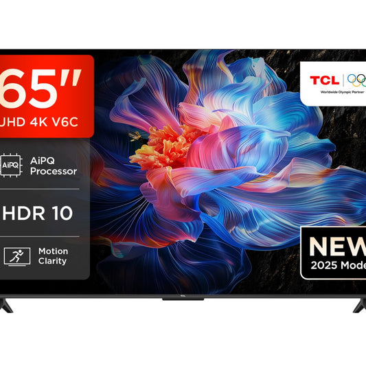 TCL 43V6C 43 Inch 4K UHD Smart TV - HDR10+, HVA Panel, Dolby Vision, Google TV, HDMI 2.1, DVB-T2/C/S2, Bluetooth 5.2, Voice Control with Alexa & Google Assistant