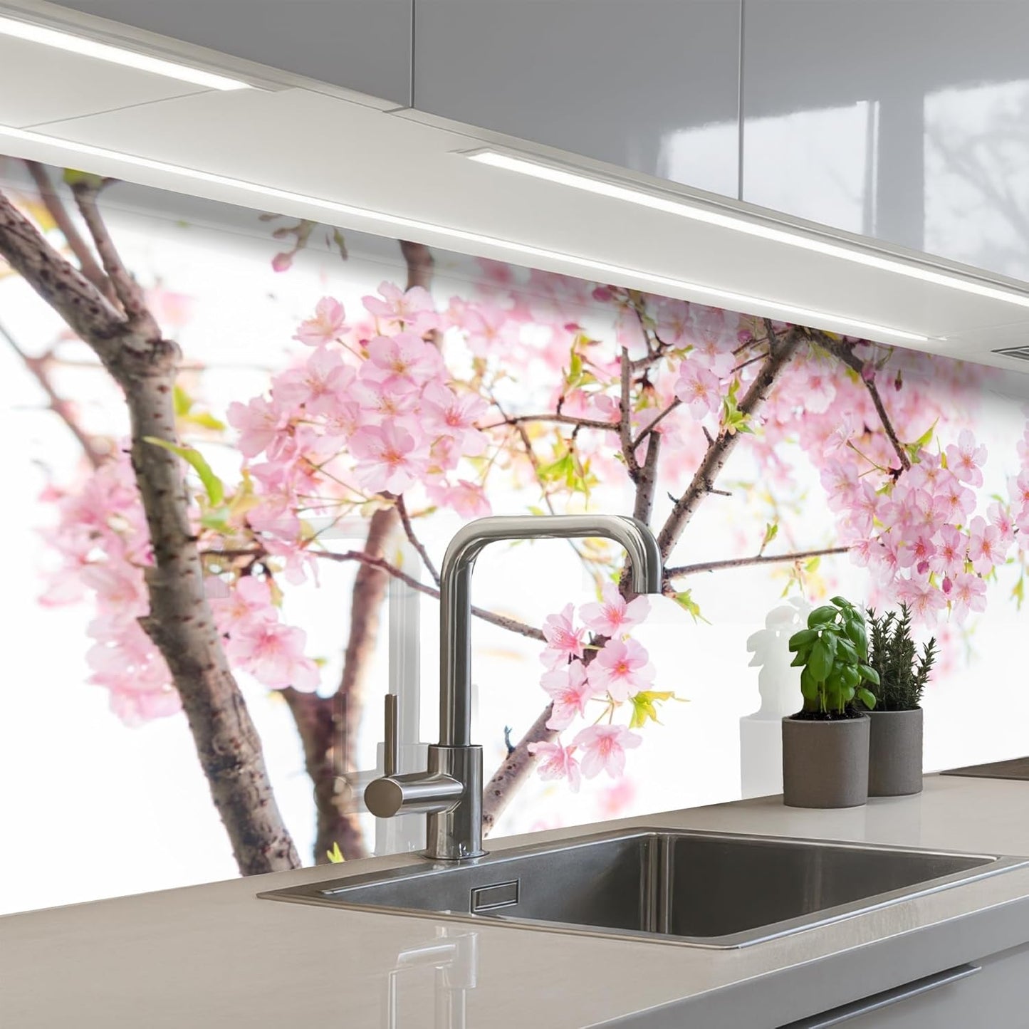 Splash Guard Kitchen Back Wall 60 x 80 cm Kitchen Washable Self-Adhesive Kitchen Wall Kitchen Front Kitchen Back Wall Protection Lavender - Purple - Flowers - Natural