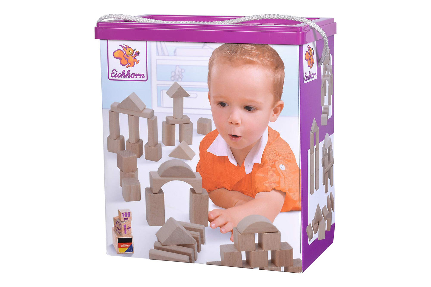 Eichhorn Colourful Wooden Building Blocks In One Shape, 25 mm