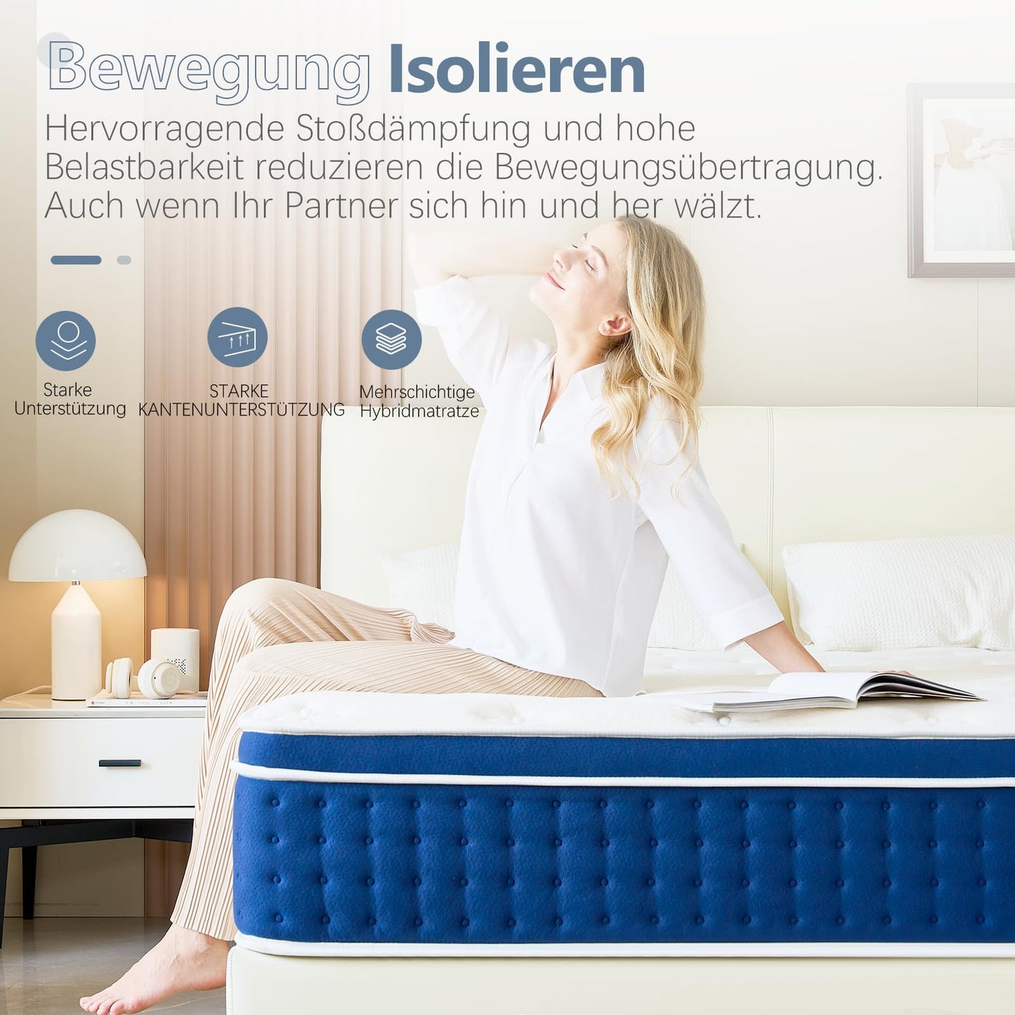 Mattress 180 x 200 cm, 30 cm Spring Mattress H3 Height 7-Zone Orthopaedic Pocket Spring Mattress with Comfort Memory Foam Layer, Oeko-Tex Certified, 101 Nights Trial Sleep