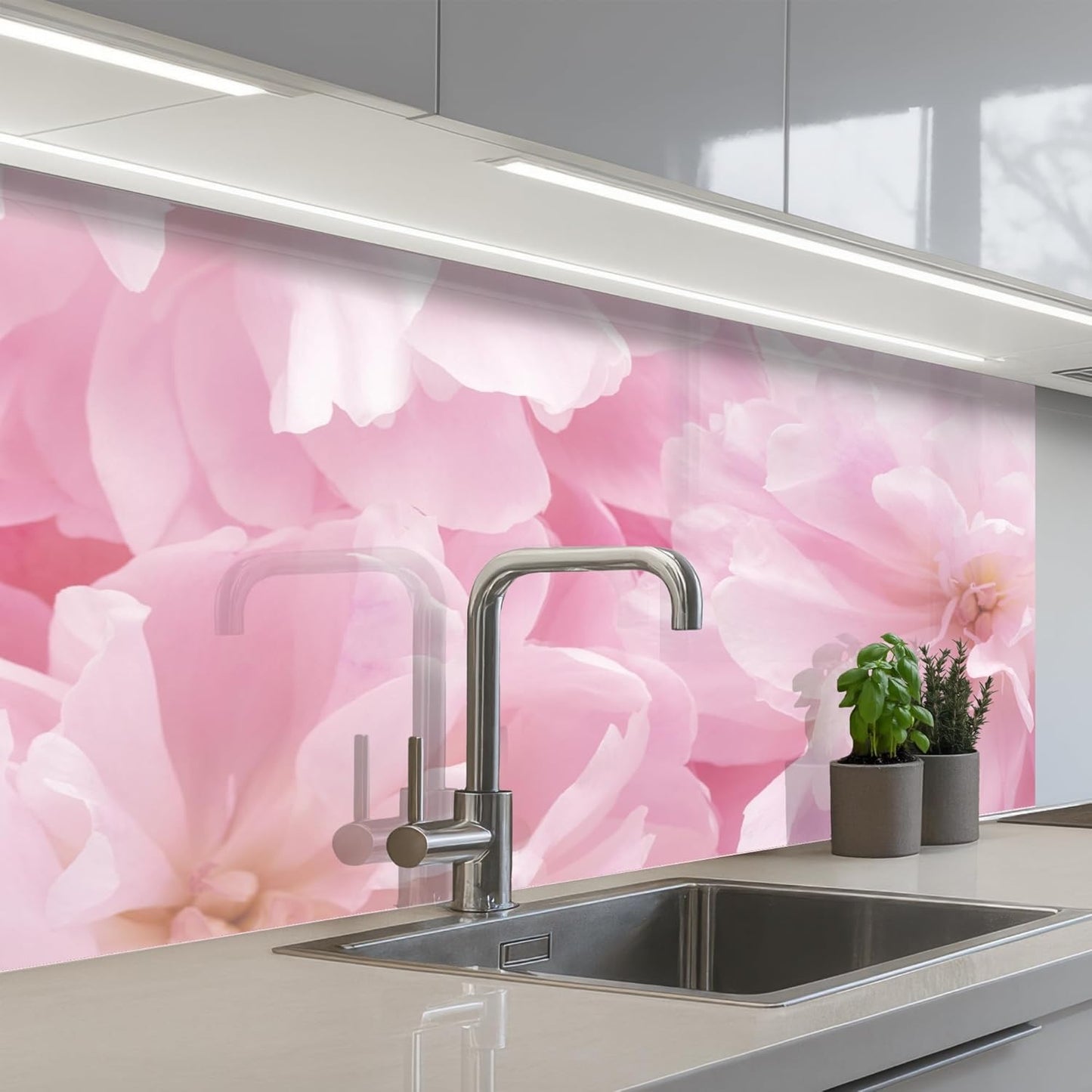 Splash Guard Kitchen Back Wall 60 x 80 cm Kitchen Washable Self-Adhesive Kitchen Wall Kitchen Front Kitchen Back Wall Protection Lavender - Purple - Flowers - Natural