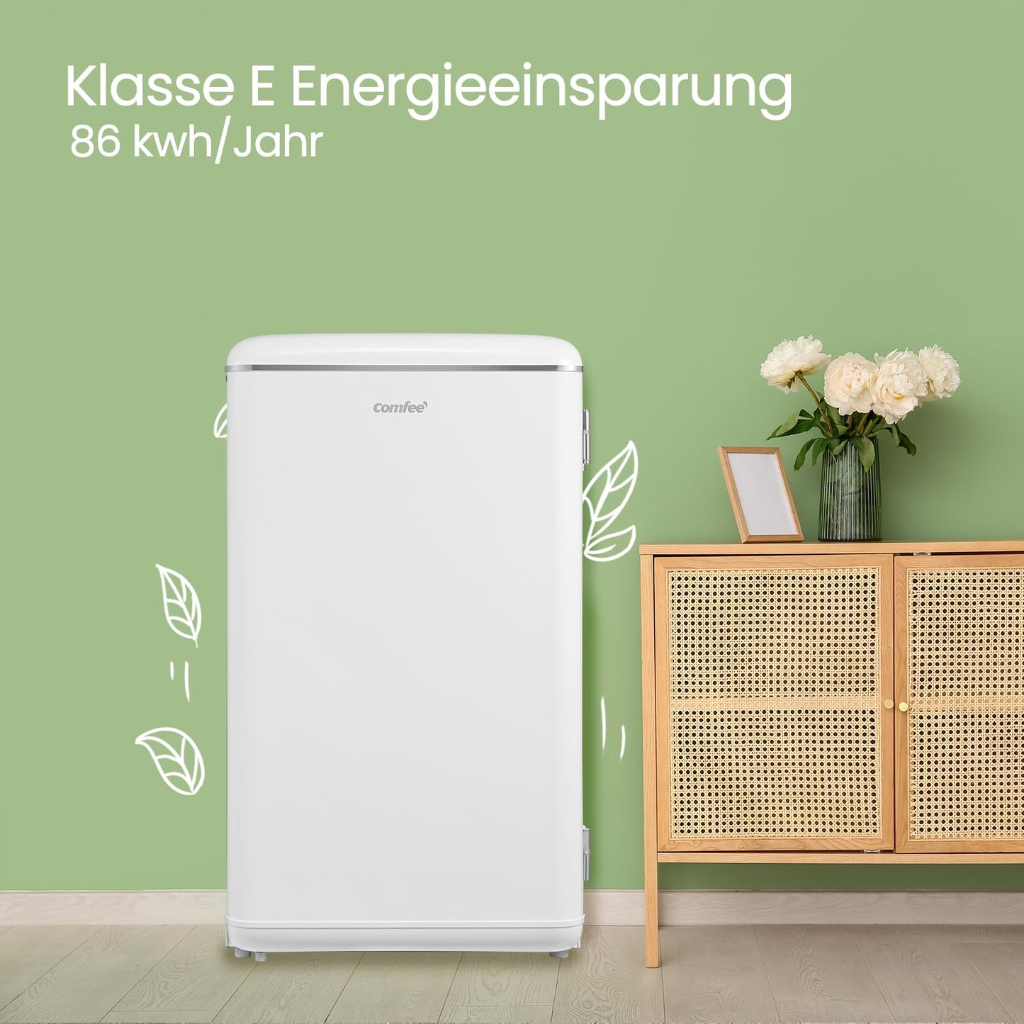 Comfee' RCD93RE2EURT(E) Kühlschrank Klein, 93 Liter Retro Kühlschrank, Mini kühlschrank mit verstellbare Thermostat, Silent, geeignet für Zuhause, Büro und Hotel, Rot