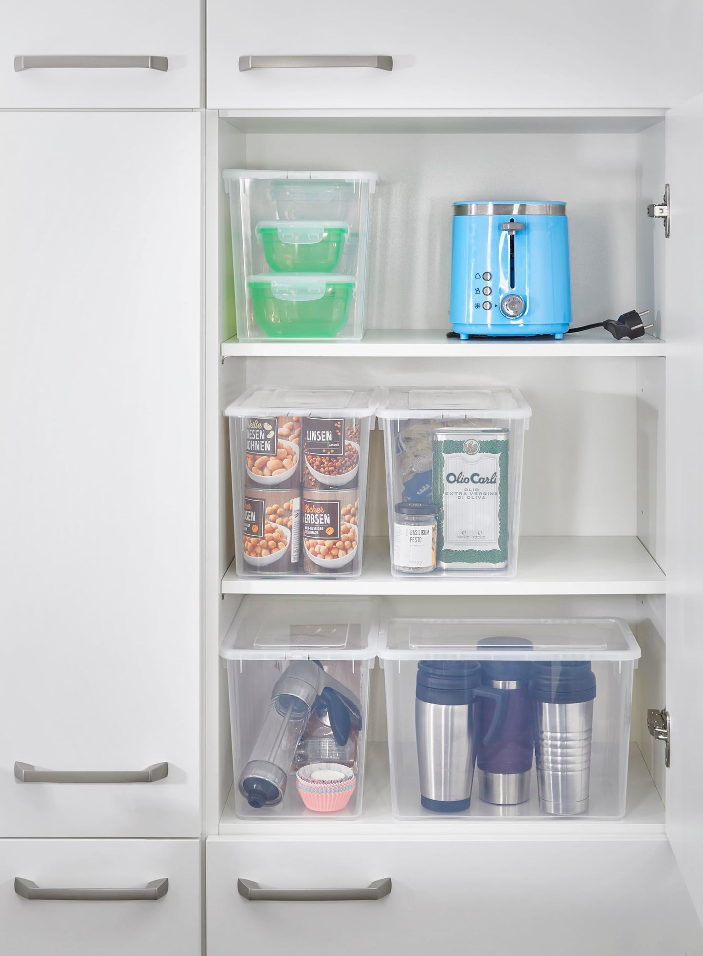 Grizzly Storage Boxes with Lid Transparent – Transparent Boxes, Stackable, with Ventilation, 5er Set, 10 l