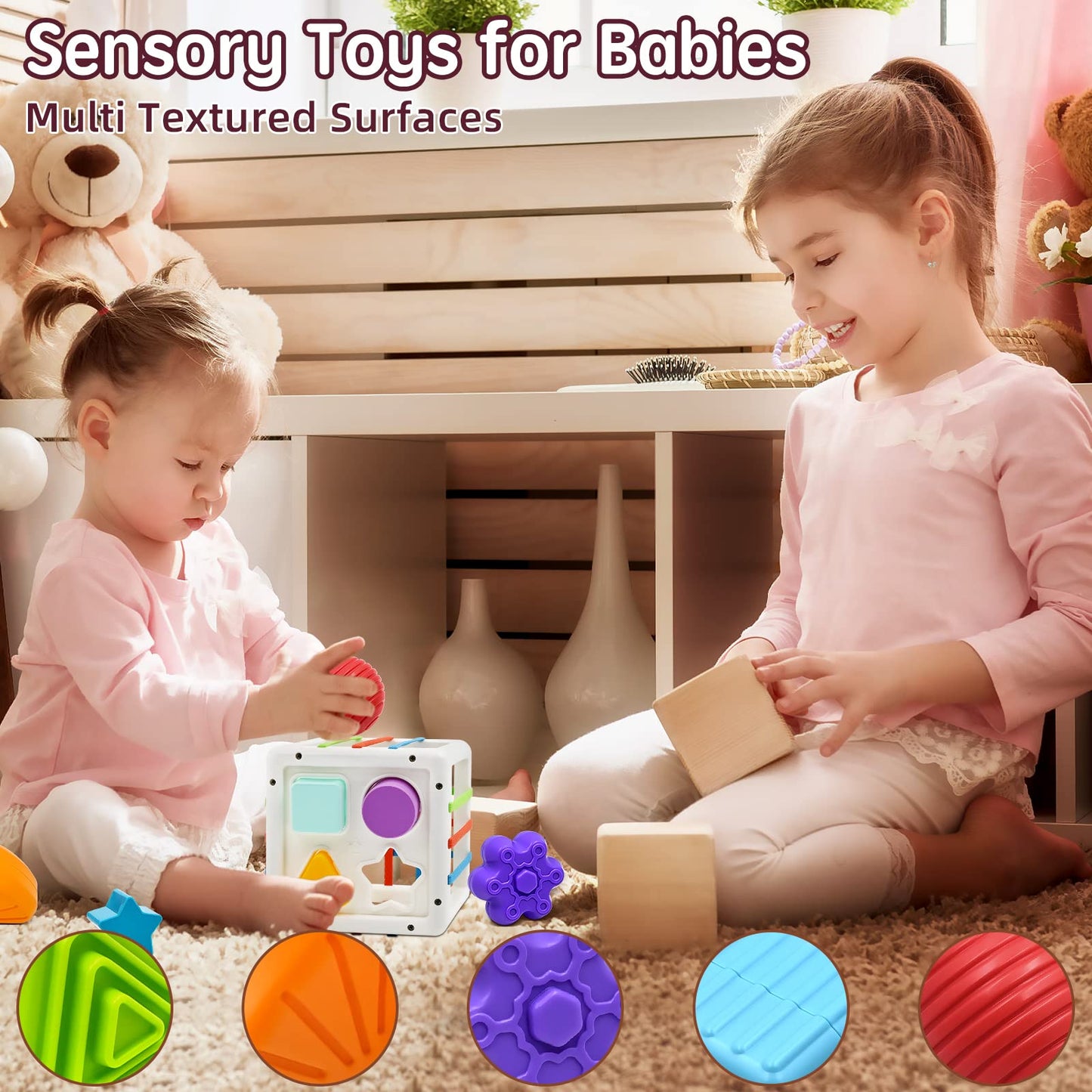 Montessori Baby Toy from 1 Year, Motor Skills Toy, Fine Motor Skills, Preschool Learning Gift, 9 Pieces, Colourful Shape Sorter for Toddlers, Girls, Boys, 1, 2, 3 Years Old