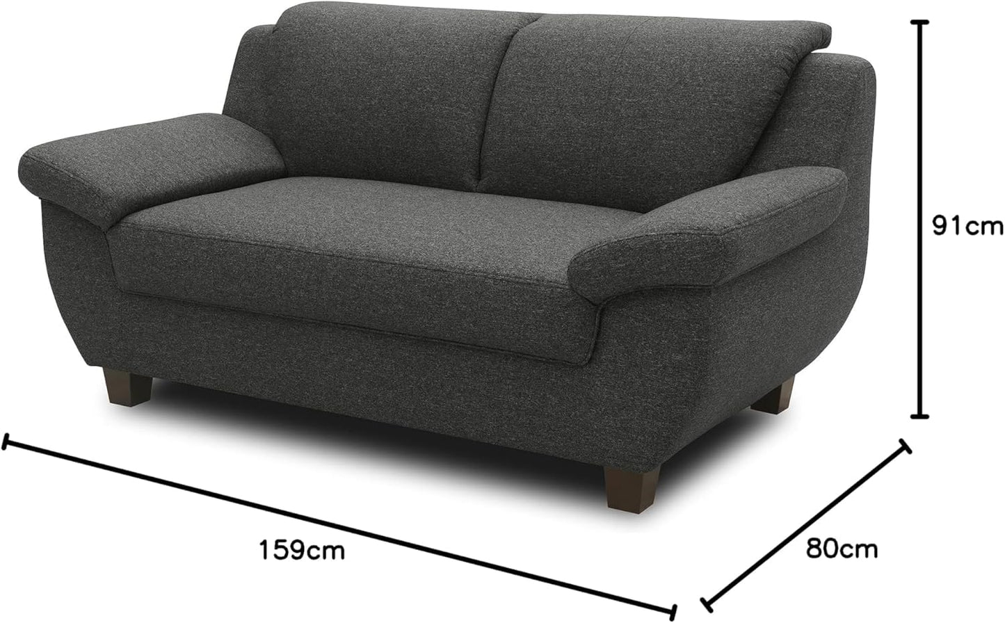 DOMO. collection Panama 3-Seater Sofa 3-Seater Couch Set 3-2-1 Anthracite 207 cm