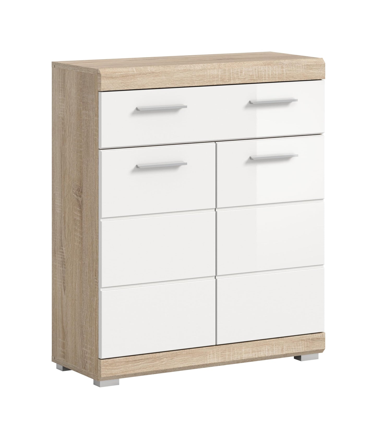 Badezimmer Scout X06B2723 Wall-Mounted Cupboard Wide Cabinet in Front White High Gloss Body Smoke Silver Nb. Approx. 74 x 79 x 24 cm