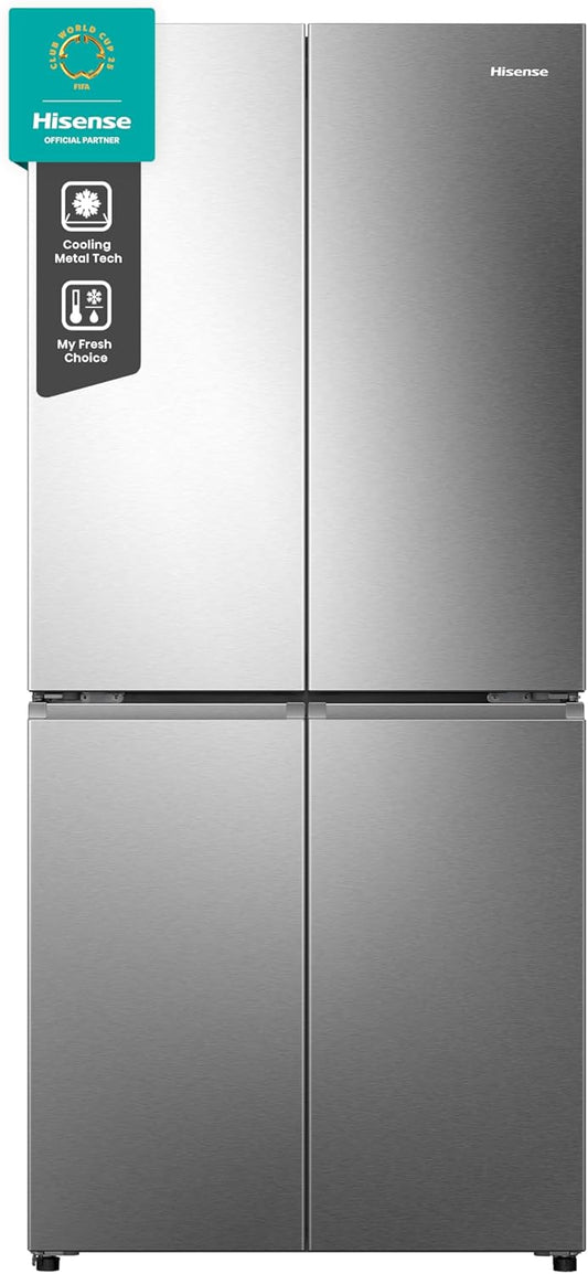 Hisense RQ5P470SAID Cross-Door Fridge-Freezer, 304 Litre Fridge Capacity, 179 Litre Freezer, Total NoFrost, Wifi, Multi AirFlow, FastFreeze, Energy Efficiency Class D, 178.5 cm x 79.4 cm