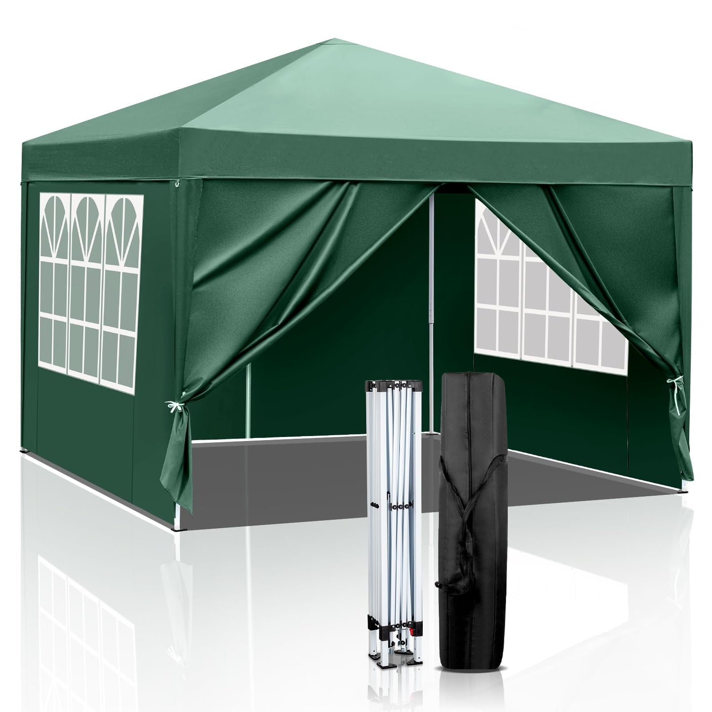 Gazebo 3 x 6 m, Folding Gazebo, Waterproof, Stable, Winterproof, UV Protection 50+, 420D Oxford, Foldable Height Adjustable, Party Tent, Garden Tent, for Garden, Camping, Outdoor, Black, 6