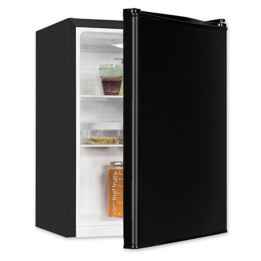 Exquisit KB560-V-091E Mini Fridge, Fridge without Freezer, 50 Litres, 45 cm Width, LED Interior Lighting, Temperature Control, Small Fridge, Black