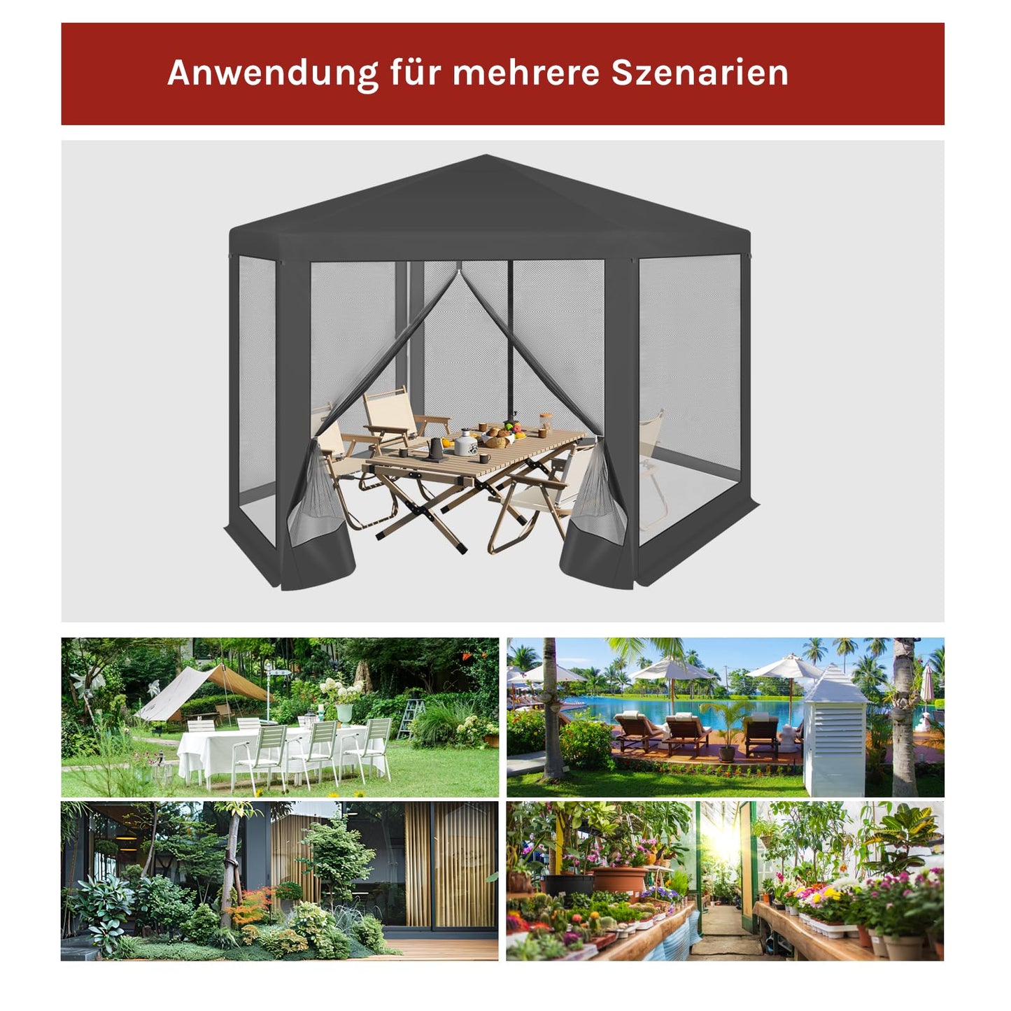 WOLTU Gazebo 3.8 x 3.3 m Square Garden Gazebo with Side Walls Mosquito Net Garden Arbour Metal Party Tent Easy Assembly without Tools for Garden Patio Yard Blue
