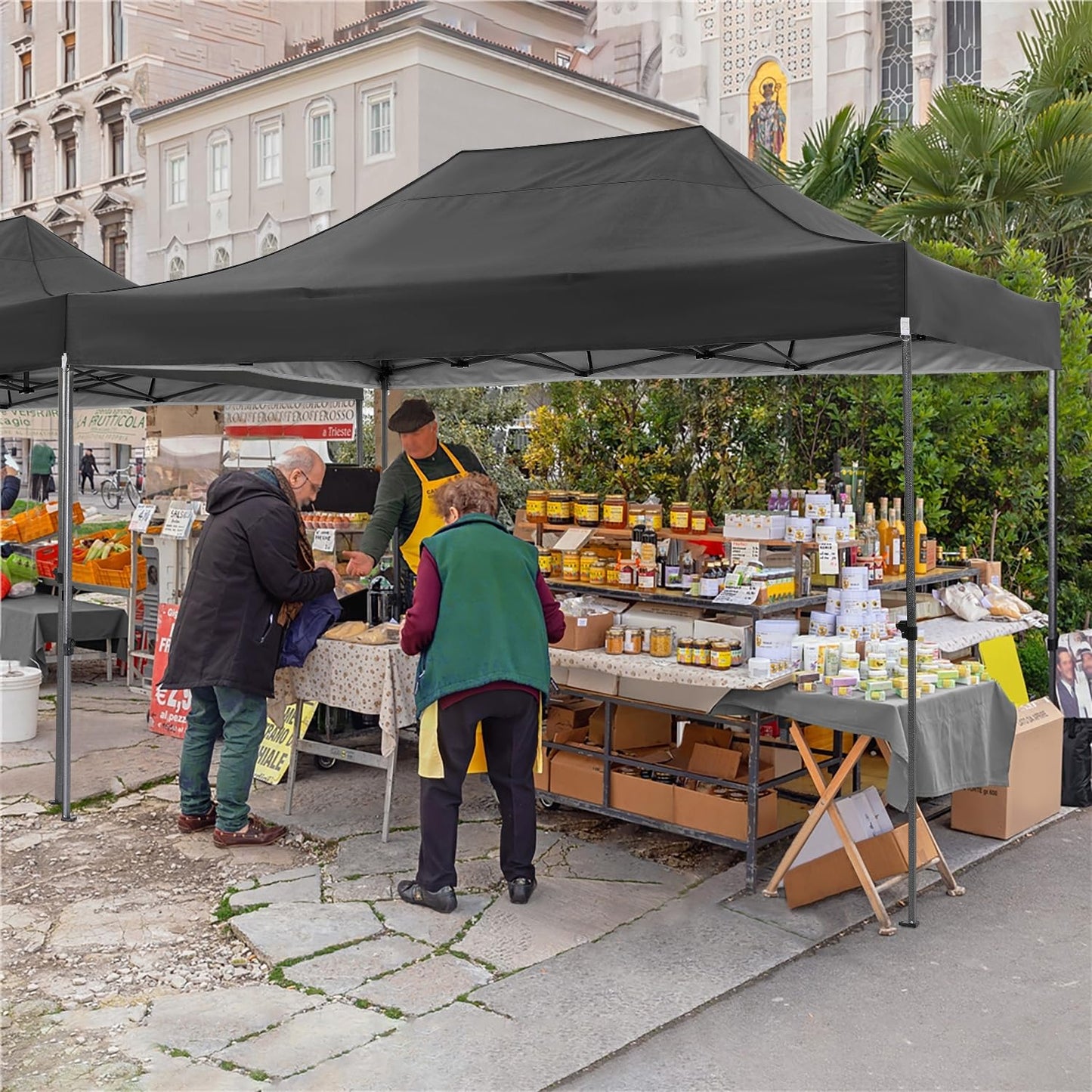 COBIZI Pavillon Faltpavillon 3x3 wasserdicht stabil Winterfest,Outdoor faltbar partyzelt，gartenpavillon mit 4 Seitenteilen und 4 Sandsack und Laufradtasche, Schwarz