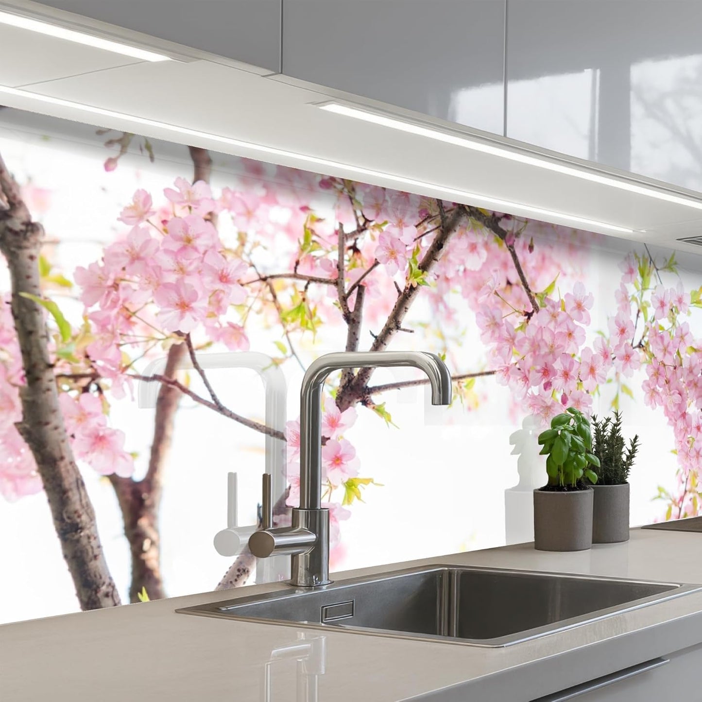 Splash Guard Kitchen Back Wall 60 x 80 cm Kitchen Washable Self-Adhesive Kitchen Wall Kitchen Front Kitchen Back Wall Protection Lavender - Purple - Flowers - Natural