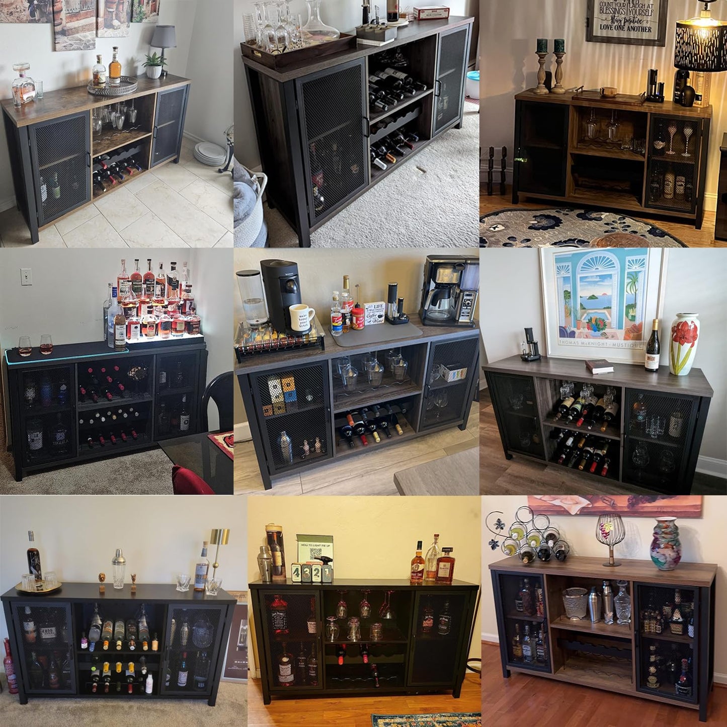 Mudmasa Küchenschrank Buffetschrank Sideboard Barschrank, Küchekommode Holz, mit 2 Türen, Weinschrank Beistellschrank für Wohnzimmer, Küche, Esszimmer, 35 x 140 x 82 cm, Schwarz