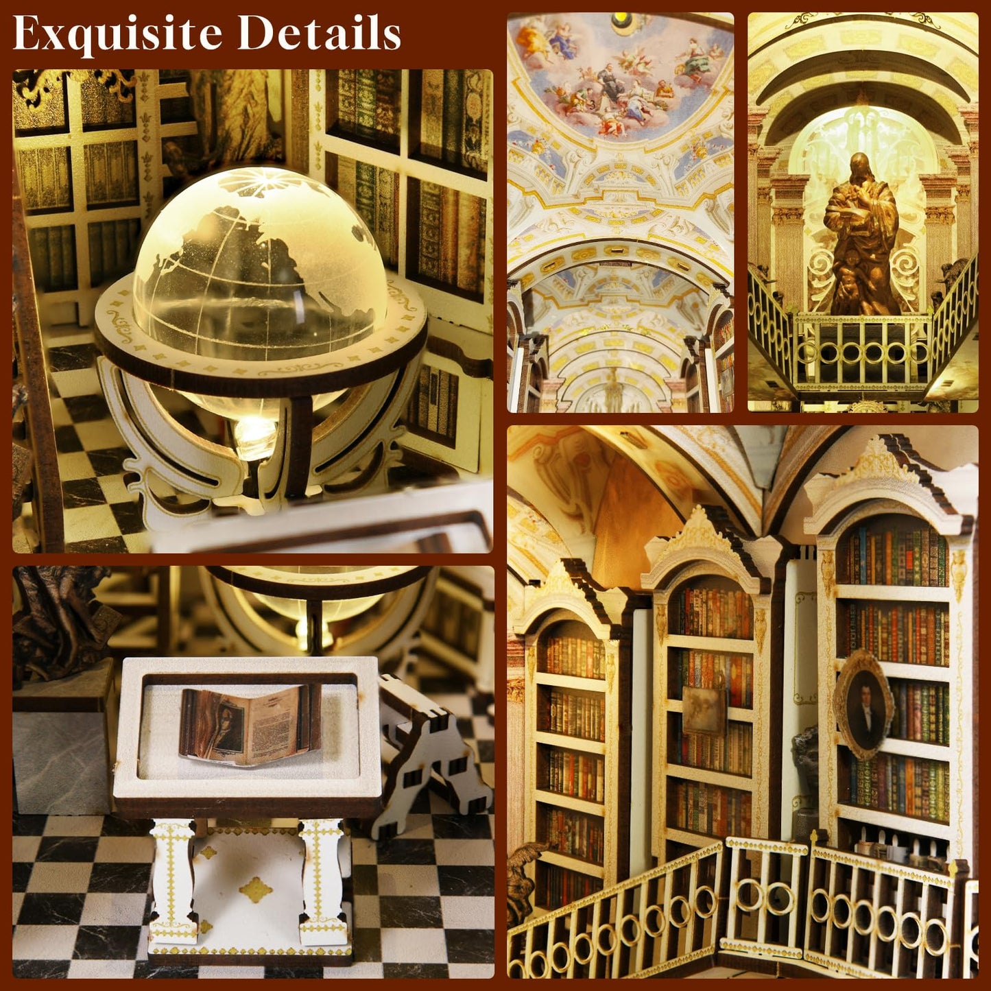 MiniCity Book Nook Kit, DIY Miniature Dollhouse Booknook Kit, 3D Wooden Puzzle Bookend Bookshelf Insert Decor for Teenagers and Adults (Library of Gods Max)