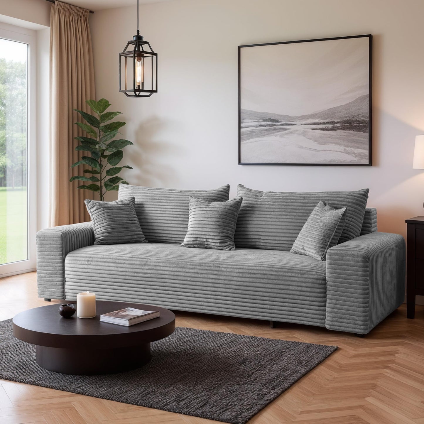 Cordo Sofa Bed 265 x 150 cm with Bed Box - Cord Sofa TILIA Wide Corduroy, SoftTouch Comfort, Nosage Spring, Removable Cushions, Easy Clean & Pet Friendly (Bronze)