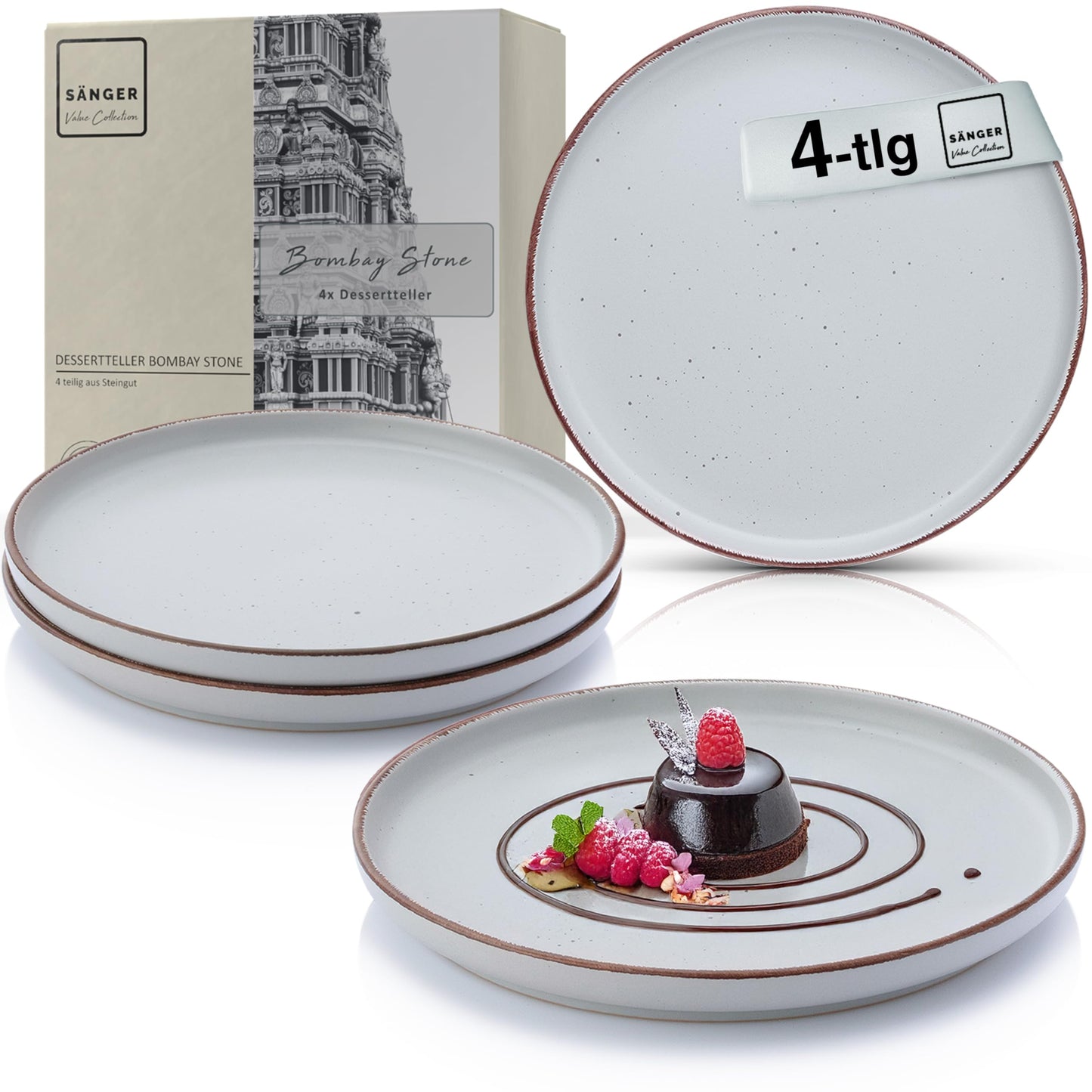 SÄNGER Bombay Seabed Crockery Service 20 Pieces, Stoneware Crockery for 4 People, 4 x Dinner Plates, 4 x Dessert Plates, 4 x Bowls, 4 x Pasta Plates, 4 x Coffee Mugs, Plate Set Colourful Value