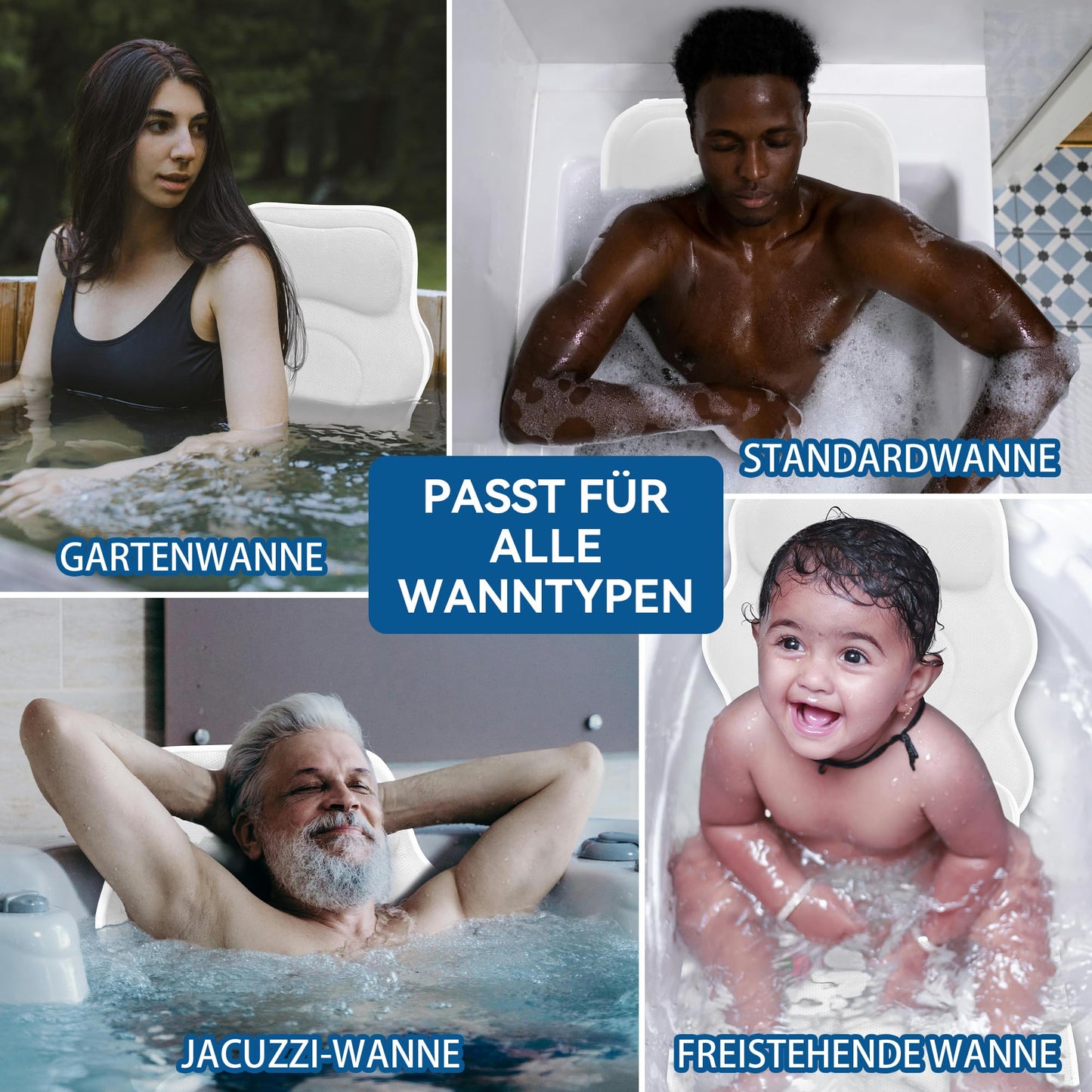 Luxury Thick Full Body Bath Pillow Mat & Cushion for Bathtub Headrest Neck Shoulder Supports Comfort Relaxation Spa Accessories