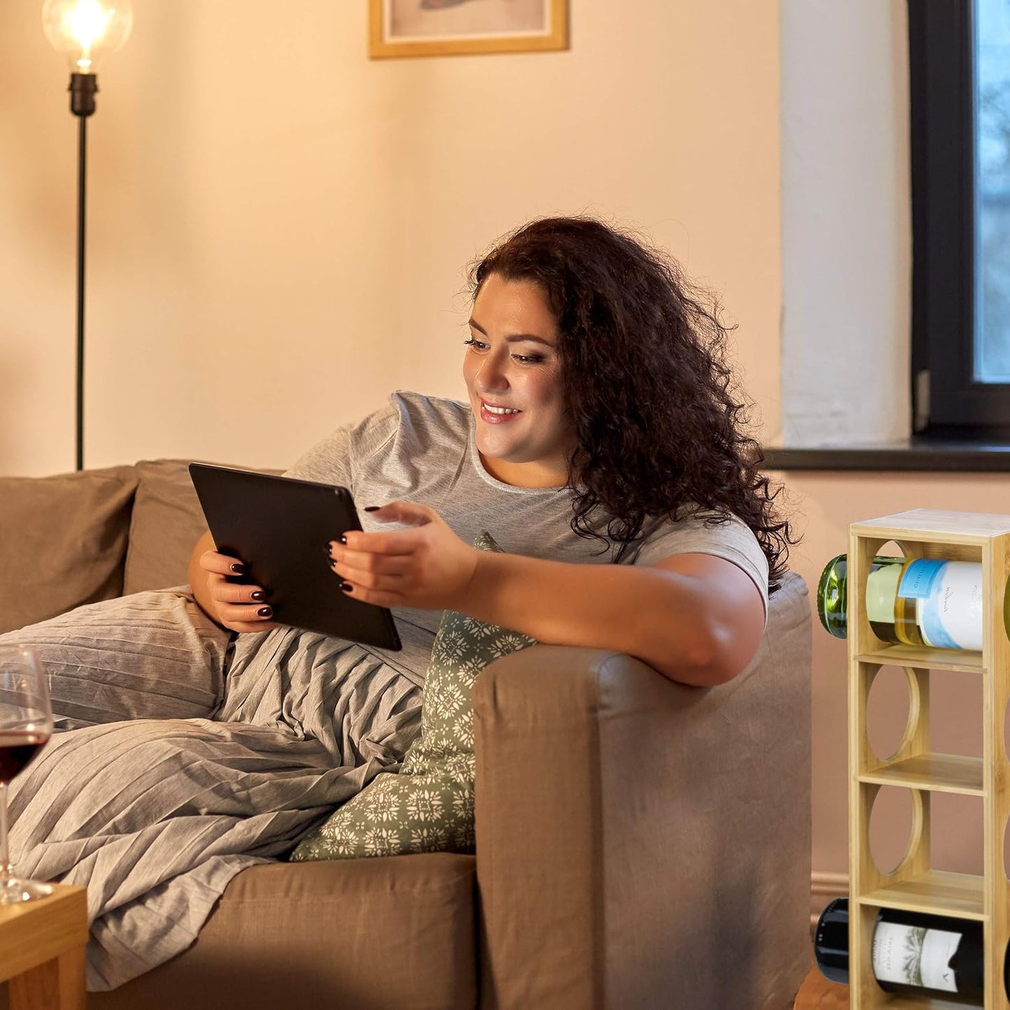 Relaxdays Bamboo Rack Size 53 x 14 x 12 cm, 5 Levels, Modern Bottle Storage Wine Holder for Horizontal Hold, Stackable, Natural Brown, Wood 12 x 14 x 53 cm