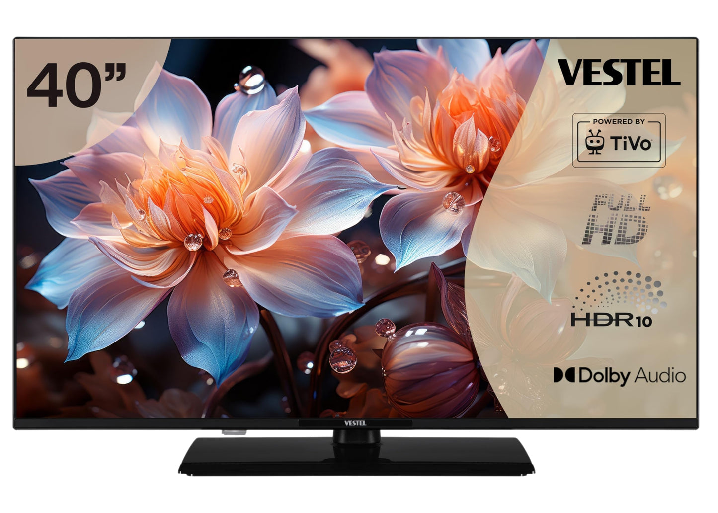 Vestel Fernseher 50 Zoll Smart TV Powered by TiVo, 4K UHD Fernseher mit Dolby Vision HDR, Dolby Atmos und integriertem Triple-Tuner, LED TV 50UT9740 schwarz