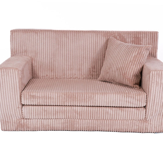 FORTISLINE - Kindersofa ausklappbar 83x47x43cm Oeko-TEX - Spielesofa für Kinder 2in1 - Kindercouch Aufklappen Bettfunktion - Schlafcouch aus Schaumstoff - Kuschel-Cord - Viele Muster (Grau)