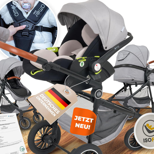 3-in-1 Pushchair and Car Seat with Baby Seat Chassis Combination Set | Stroller Baby | Isofix Station & 5-Point Safety Belt Pram Buggy Travel Buggy | Baby Pram