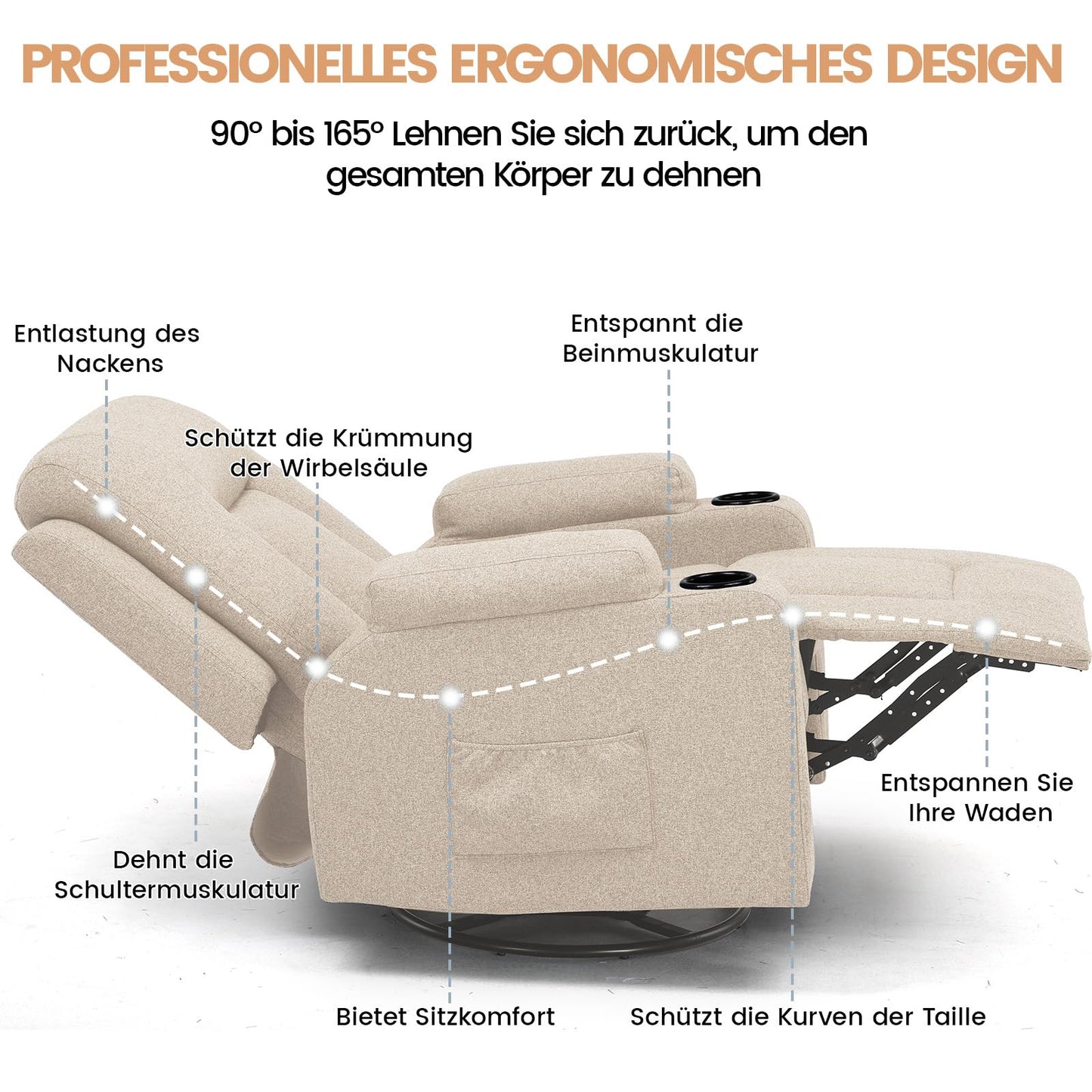 COMHOMA Relaxsessel-Set, Sofa, Sofa-Set aus Kunstleder, Fernsehsessel Ruhesessel Liegesessel mit Liege-Funktion Polstersessel Schlafsessel für Wohnzimmer Schlafzimmer Heimkino,Schwarz, 3+2+1