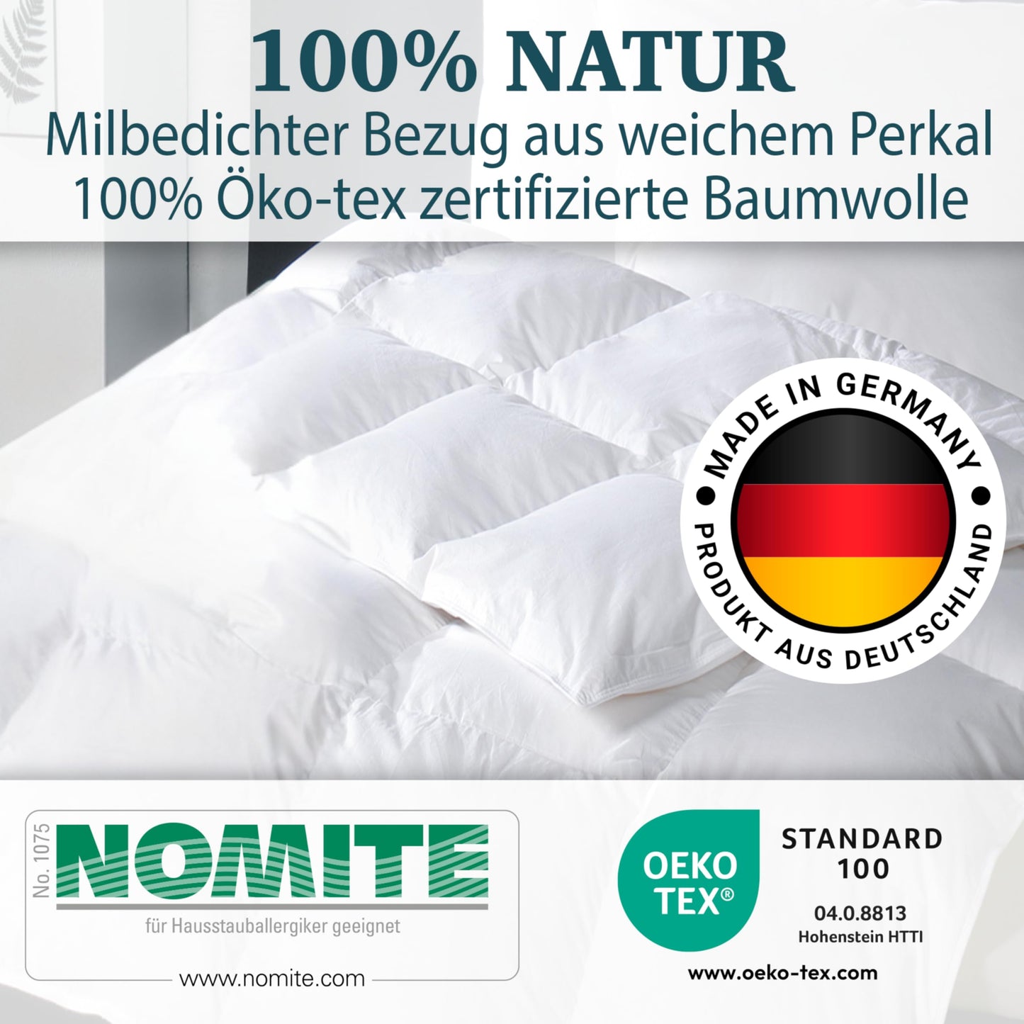 Duvet 135 x 200 cm - Feather Duvet Winter Duvet with Down & Feathers - Extra Warm & Fluffy - Winter Duvet Washable & Breathable - Down Duvet Oeko-Tex Certified