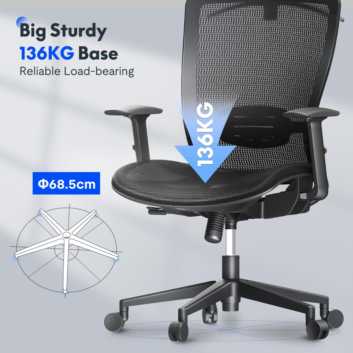 FLEXISPOT OC3C Office Chair Ergonomic Desk Chair Computer Chair Height-Adjustable Seat Headrest Armrest Lumbar Support Swivel Castors Work Chair