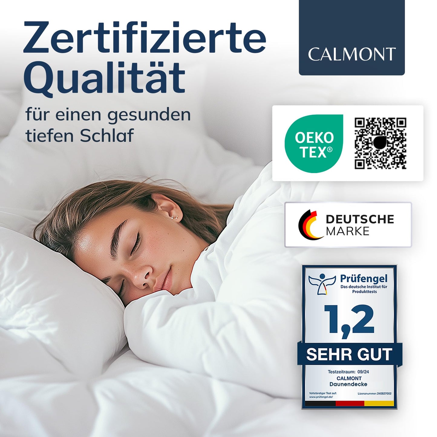 CALMONT - Daunen Bettdecke I Daunendecke 135x200 I 100% extra weiche Federn & Daunen | Fachärztlich geprüft für Allergiker | Oeko-Tex (135 x 200 cm, Warme Winterdecke)