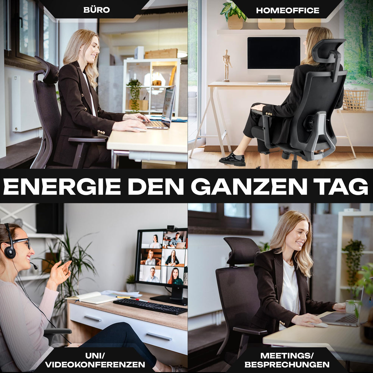 M2 Ergonomic Office Chair, Test Winner with Adjustable Armrest without Headrest for Maximum Freedom of Movement, Back-Friendly, Comfortable Desk Chair for Office and Home Office Chair