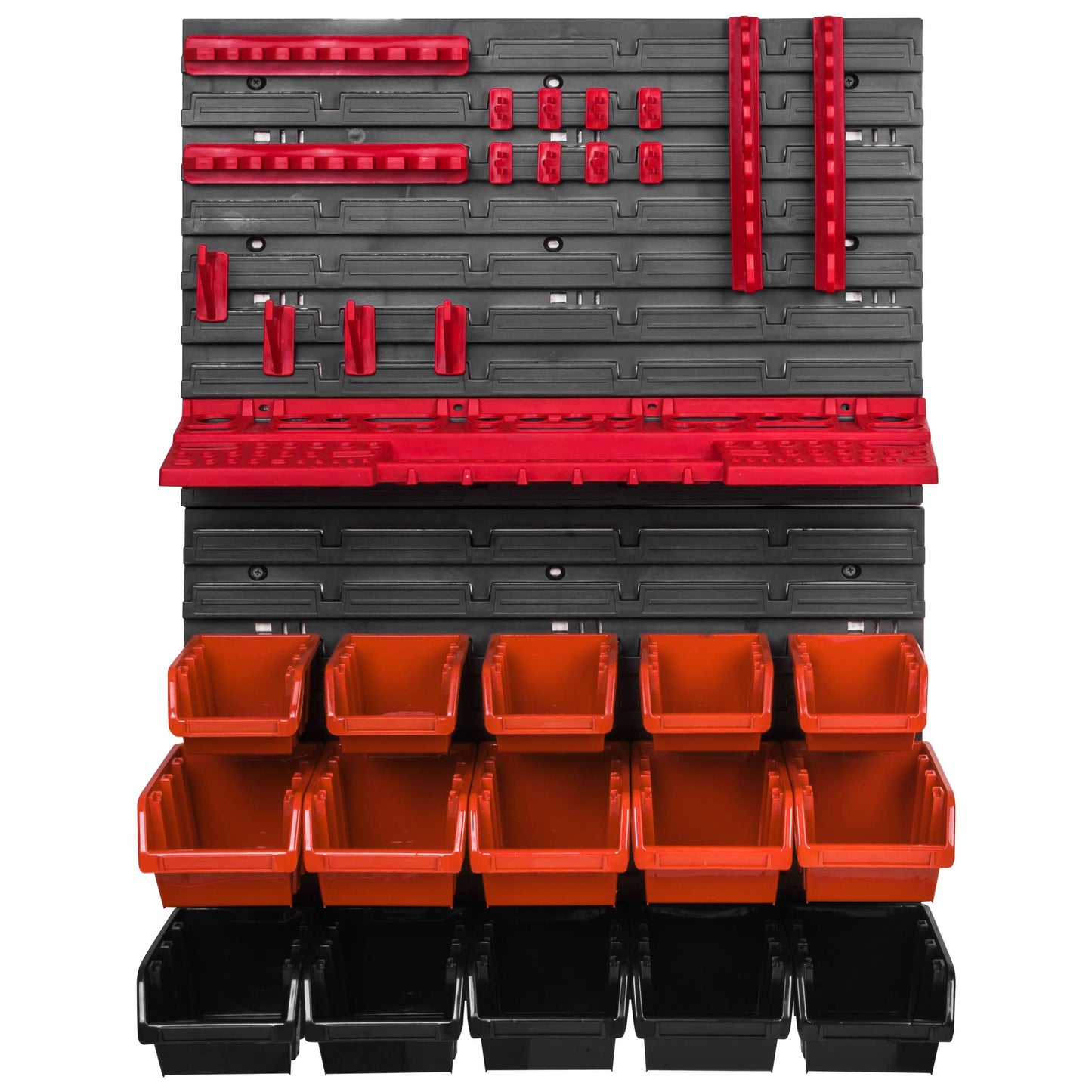 Storage System Wall Shelf 576 x 780 mm, Tool Holders, 28 pcs. Stacking Boxes Storage Boxes Extra Strong Wall Shelves Expandable Workshop Shelving Workshop Shelf