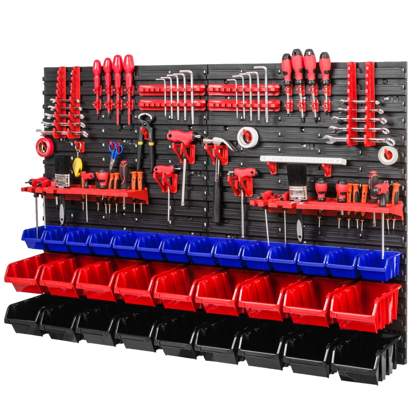 Storage System, 780 x 1152 mm, Stacking Boxes, Wall Shelf, 20 Holders, Storage Boxes, 44 Boxes, 5 Compartments
