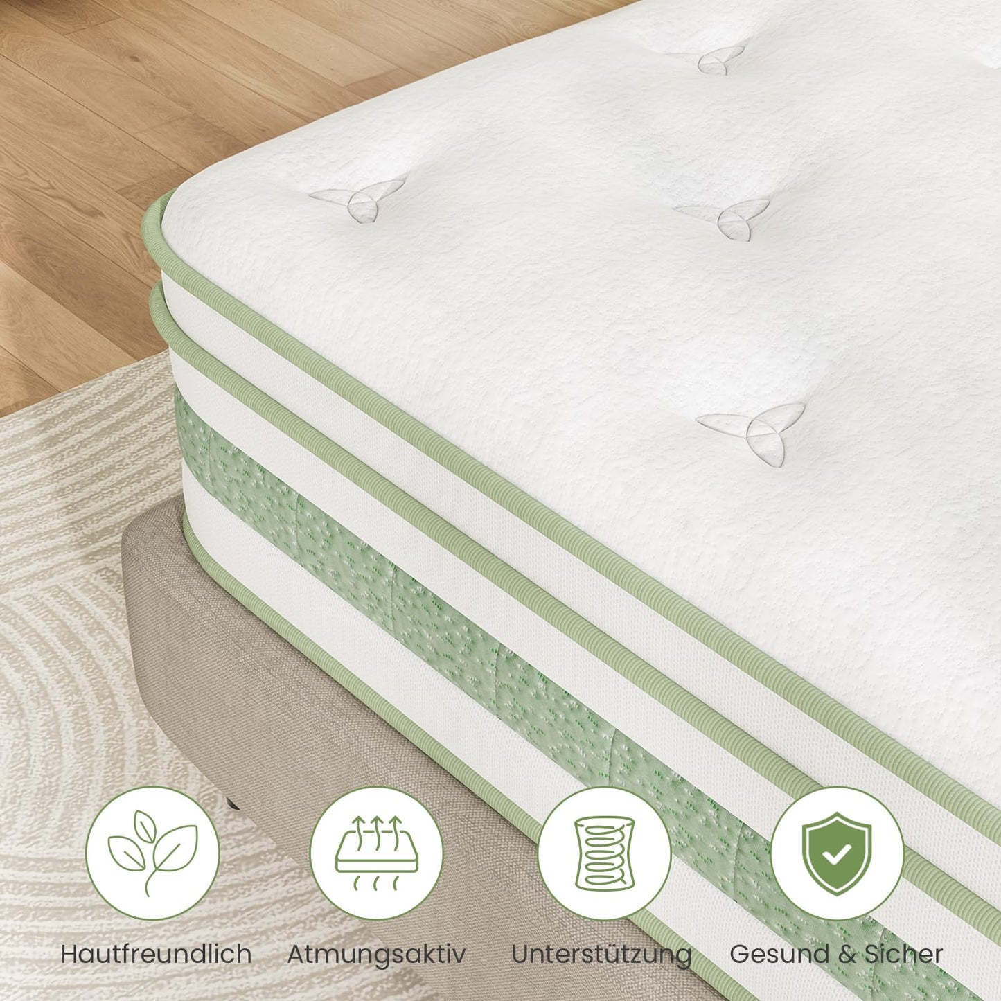 Mattress 140 x 200 cm, 25 cm Height Pocket Spring Mattress, Oeko-Tex Certified, Orthopaedic Spring Mattress, Ergonomic Rolled Mattress H3 Medium Firm
