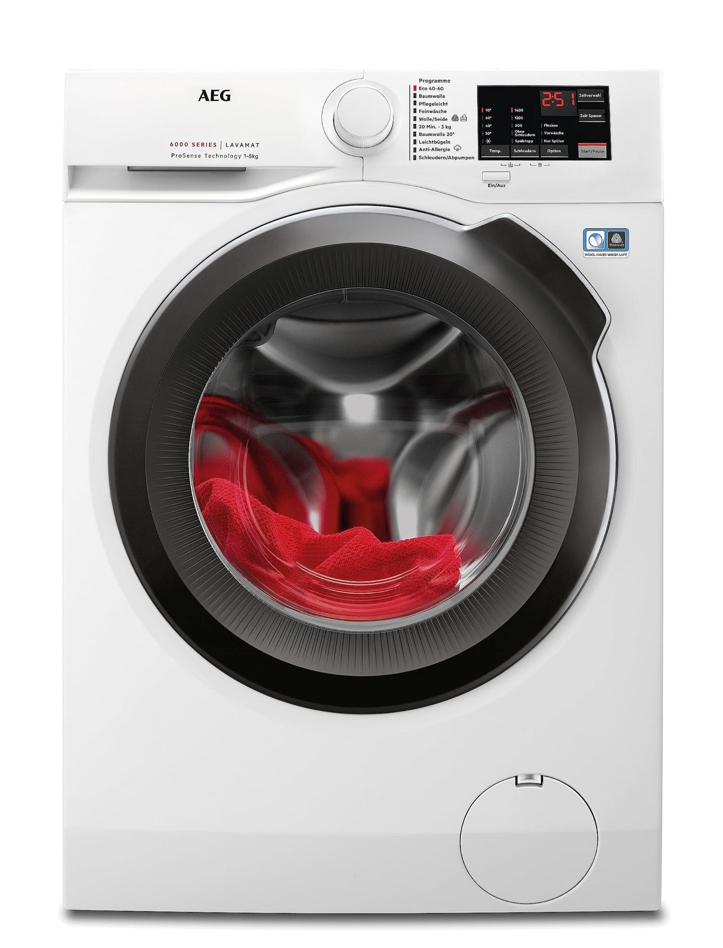 AEG L6AMZ49FL Washing Machine, Series 6000 with ProSense®, 9.0 kg, Quiet, Automatic Volume, Refill Function, Child Lock, Gentle Drum, Water Stop, 1400 rpm
