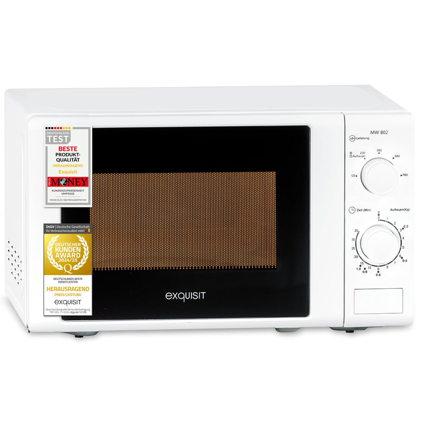 Exquisit Microwave MW 802 SW, 700 W Power, 20 L Cooking Space, Compact Microwave With Stainless Steel Interior, Space-Saving, Incl. Timer, Black