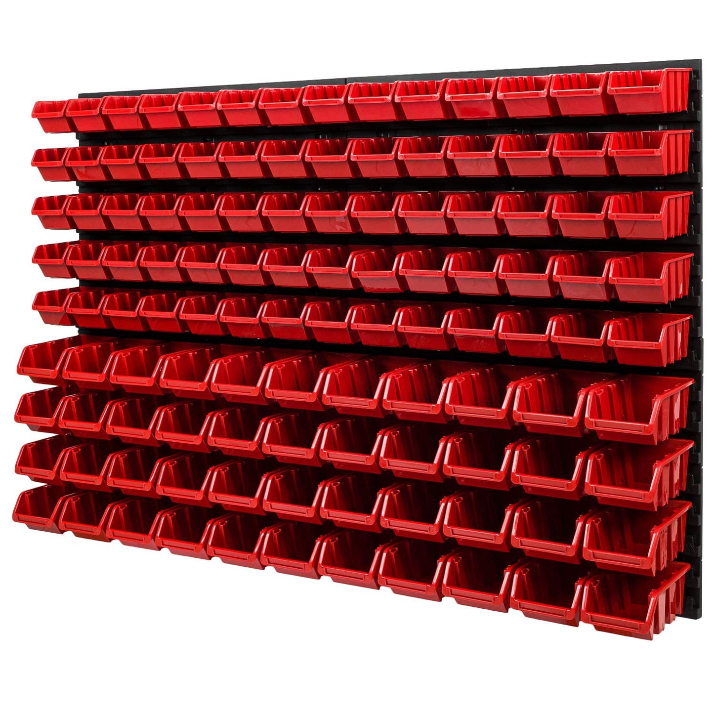 PAFEN Wall Shelf Stacking Boxes – 1152 x 780 mm – 114 Pieces Boxes Storage System Tool Hole Wall Chute Rack (Red)