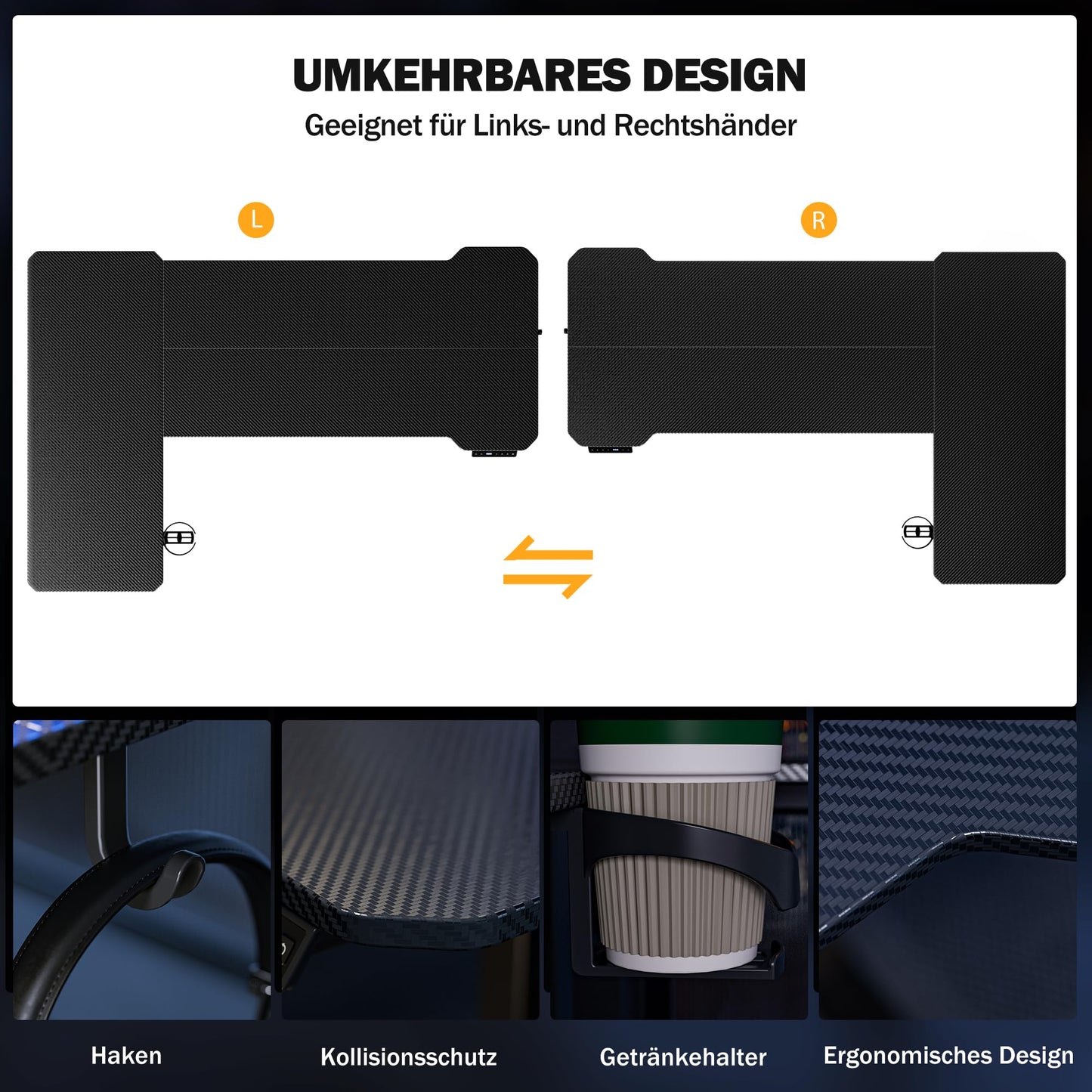 Acrolix Height-Adjustable Desk L Shape, 150 x 100 cm, Electric Corner Desk, Height Adjustable 72-118 cm, with Drink Holders and Hooks, Sturdy Scaffolding Corner Desk, Brown