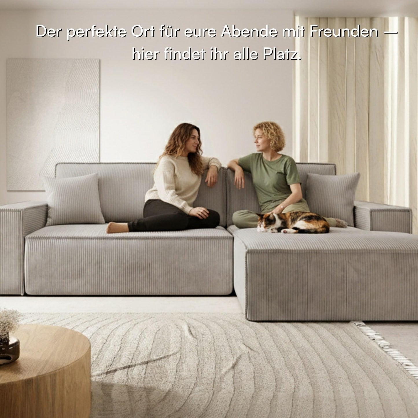 Selsey Sofa Corner Sofa Bed Couch with Storage Space Sleep Function Easy Care Polyurethane Foam L Shape Right Farese Beige Corduroy Look