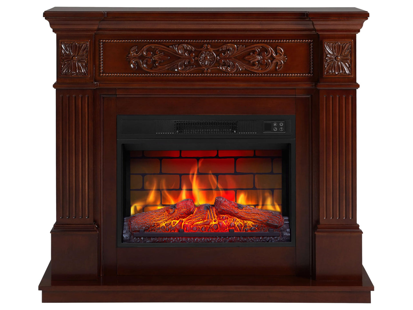 Toscana AF23BS Electric Fireplace with Heater 1800 W, Realistic 3D Flame Effect, LED Lighting, Remote Control, Timer, Thermostat, Crinkle Effect, MDF (Oak)