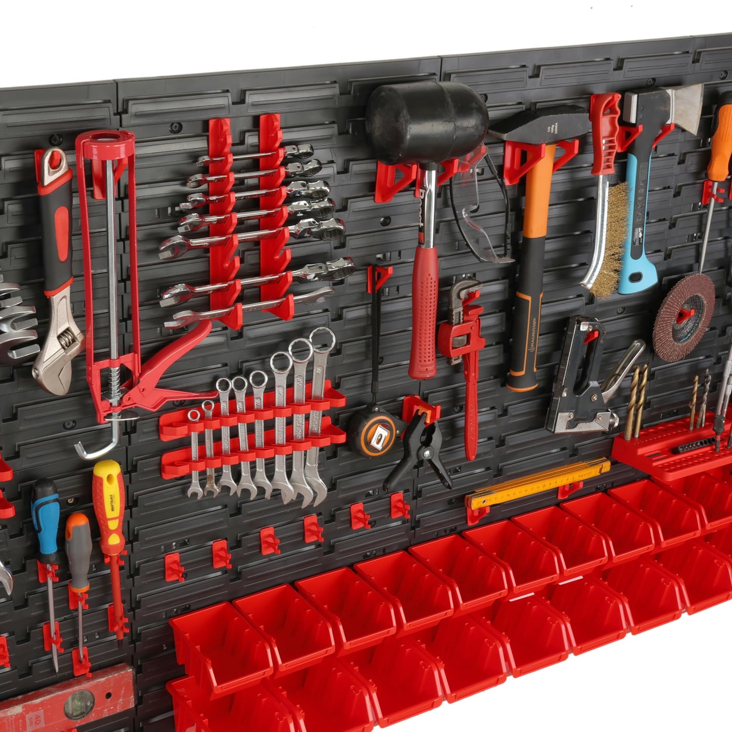 31-Piece Stacking Boxes Tool Wall 156 x 78 cm Set Tool Holder Wall Shelf Workshop Shelving Storage System Storage Box Extra Strong Wall Plates Shelf Expandable Storage Rack