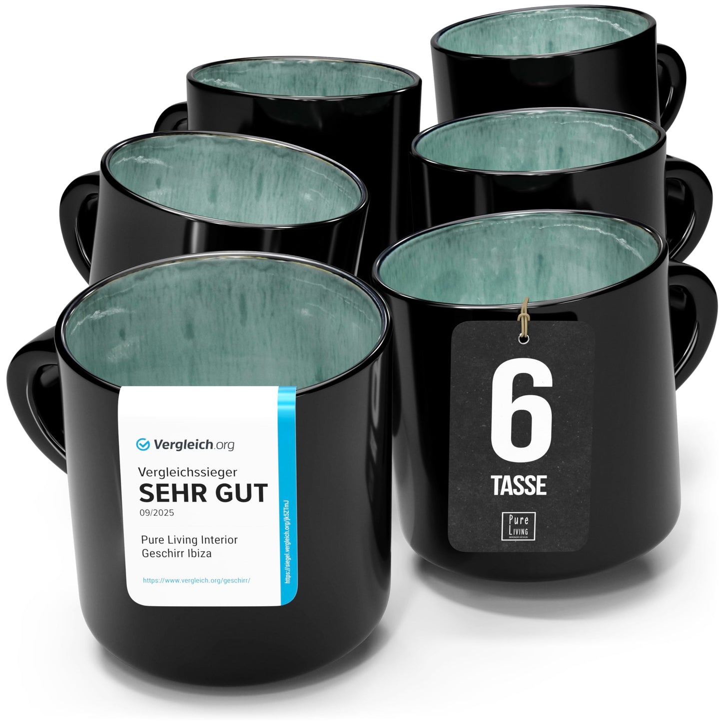 Ibiza Stoneware Crockery Set for 12 People, 48 Pieces, Test Winner, Dreamlike Mediterranean Stoneware Crockery Set, Bowl and Plate Set, Dinner Service for 12 People, Pure Living Crockery Sets in Deep