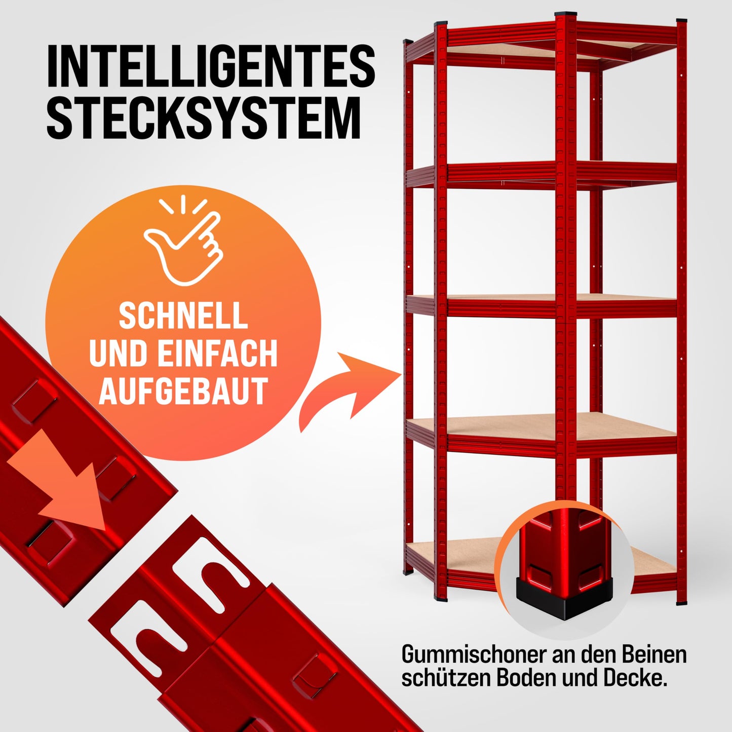 Monzana XL Heavy Duty Shelving 2625 kg, 15 MDF Panels, Storage Shelf / Basement Shelf / Workshop Shelving / Shelving Unit, Set of 3