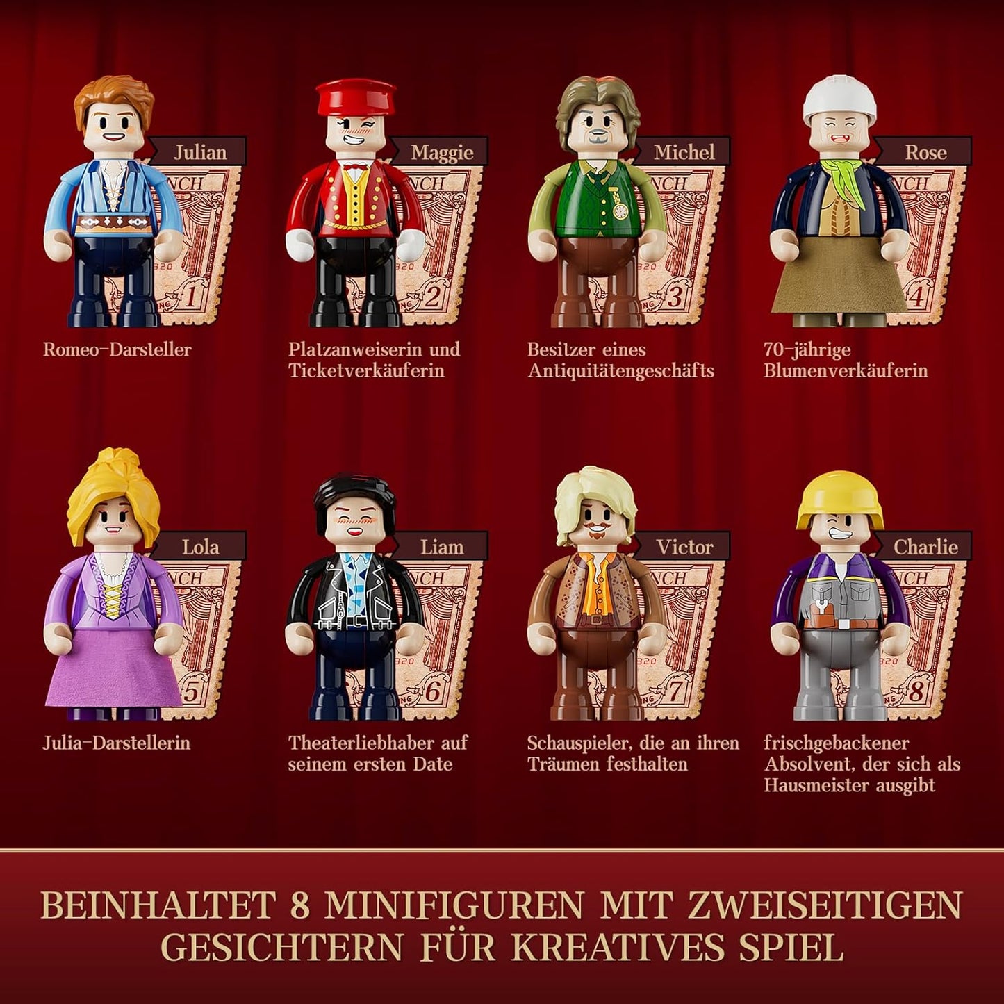 FUNWHOLE Balcony Theatre Lighting Clamp Building Blocks House - with Scene from a Classic Shakespeare Piece, 2445 Pieces, Collector's Set & Creative City House Model for Adults & Teenagers, F9056