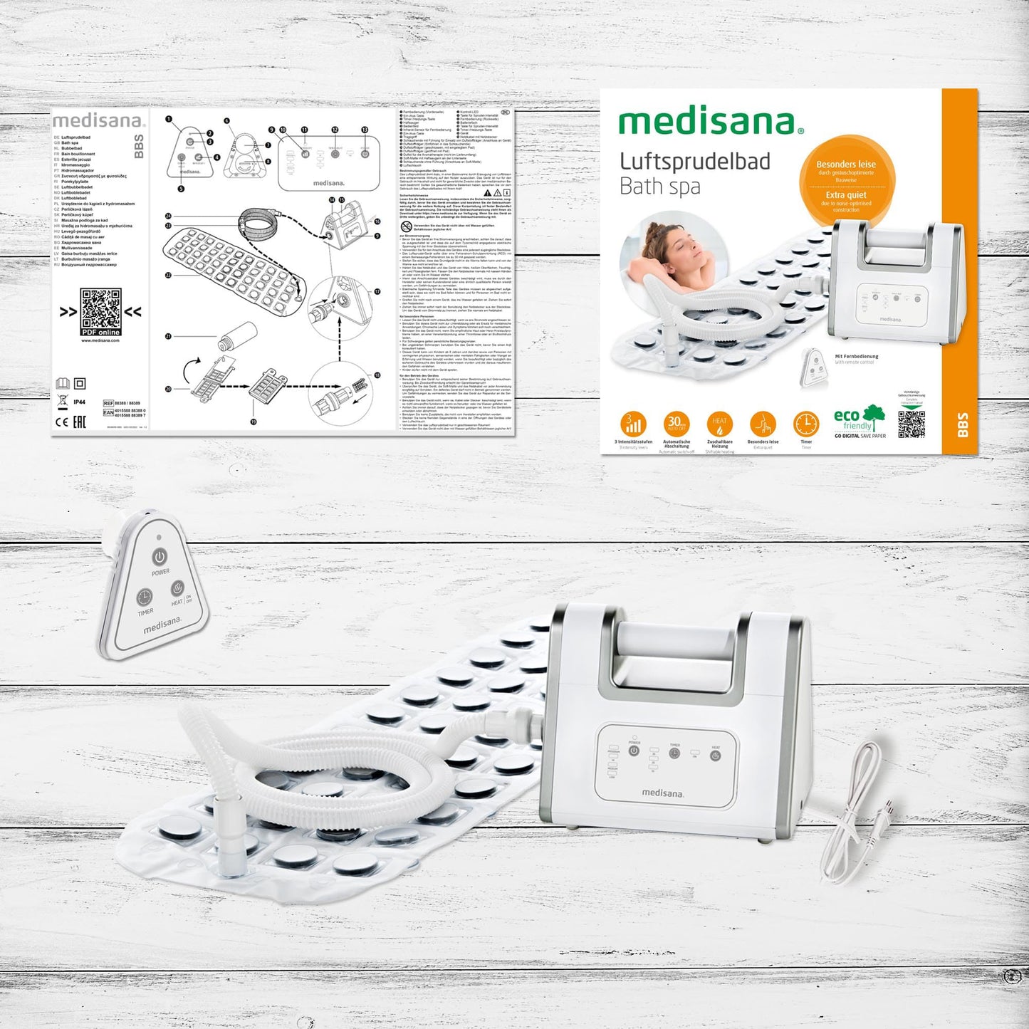 medisana BBS Bubble Bath, Bubble Mat, Bathtub, Hot Tub Mat, Includes Aroma Dispenser, 3 Intensity Levels, Timer Function, Spa for Home, Wellness