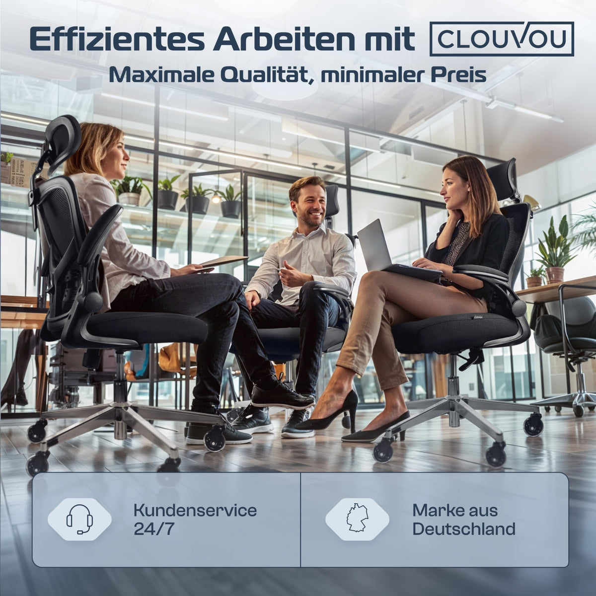 CLOUVOU BrightSeat Ergonomic Office Chair [Test Winner] Desk Chair 100% Individually Adjustable Office Chair & Gaming Chair Computer Chair Home Office Chair Ergonomic Swivel Chair 150 kg
