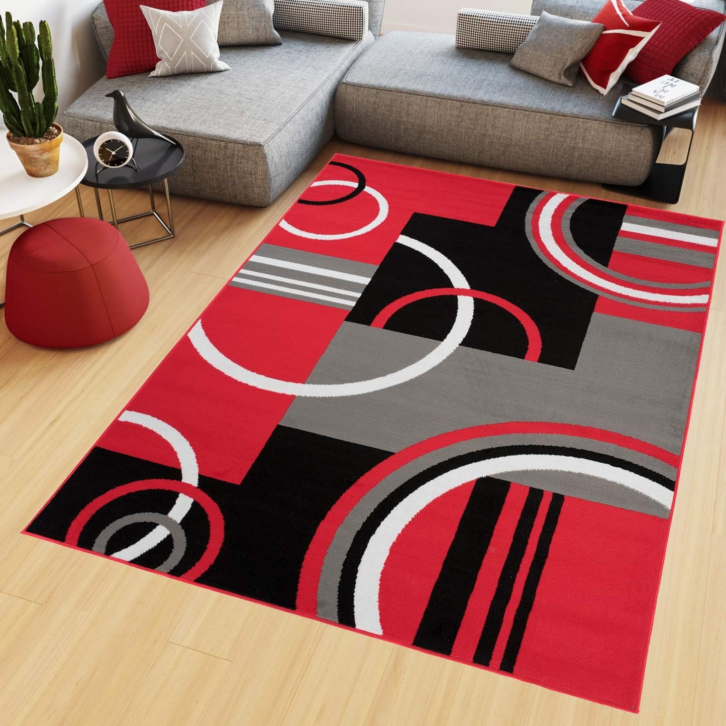 TAPISO Maya Kollektion Teppich Kurzflor Modern Grau Weiß Dunkelgrau Schwarz Blau Meliert Figuren Design Wohnzimmer Schlafzimmer Jugendzimmer ÖKOTEX 120 x 170 cm