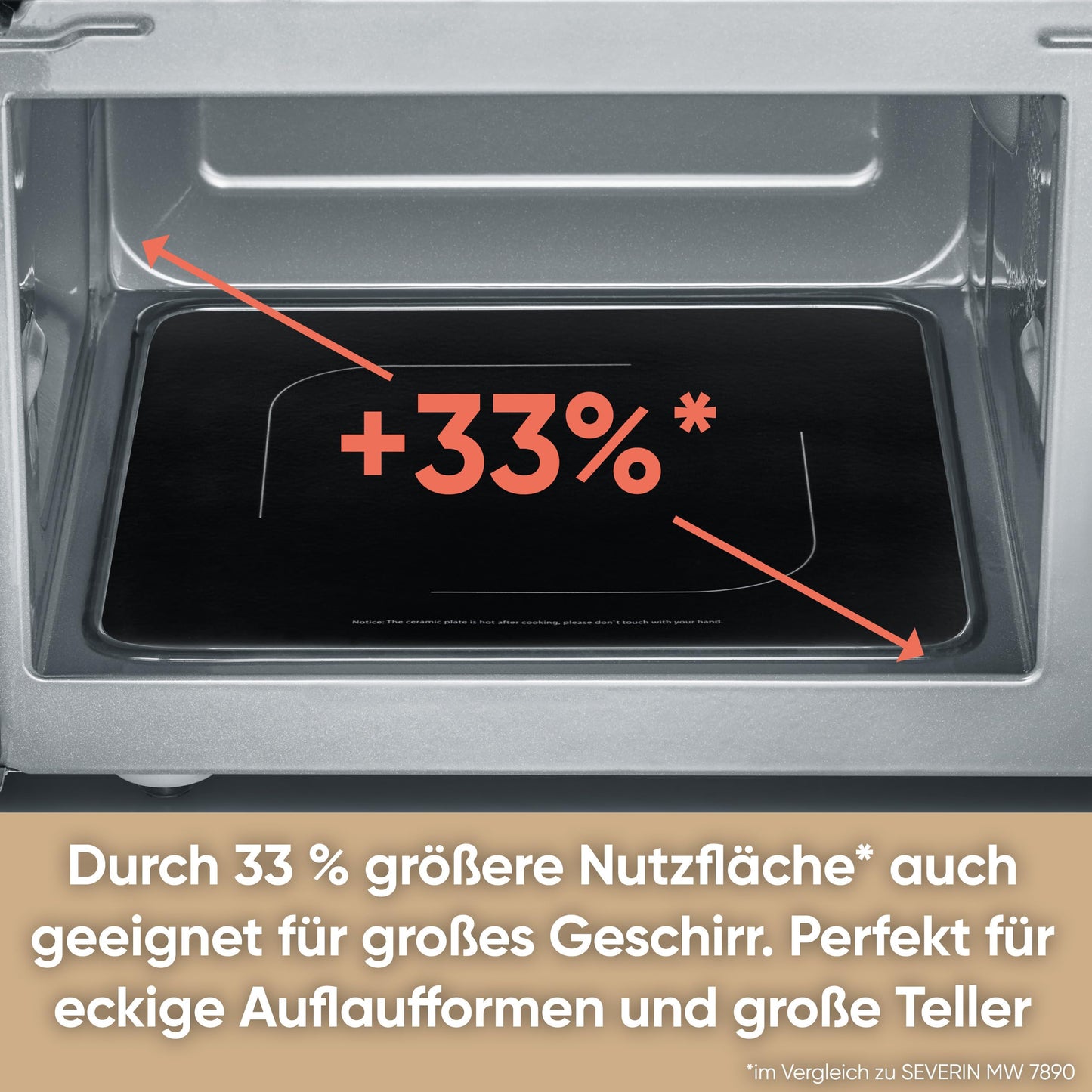 SEVERIN Microwave with Glass Base, for Defrosting and Heating, Microwave Oven with Large Usable Surface for Square Tableware, Black/Silver, MW 7761