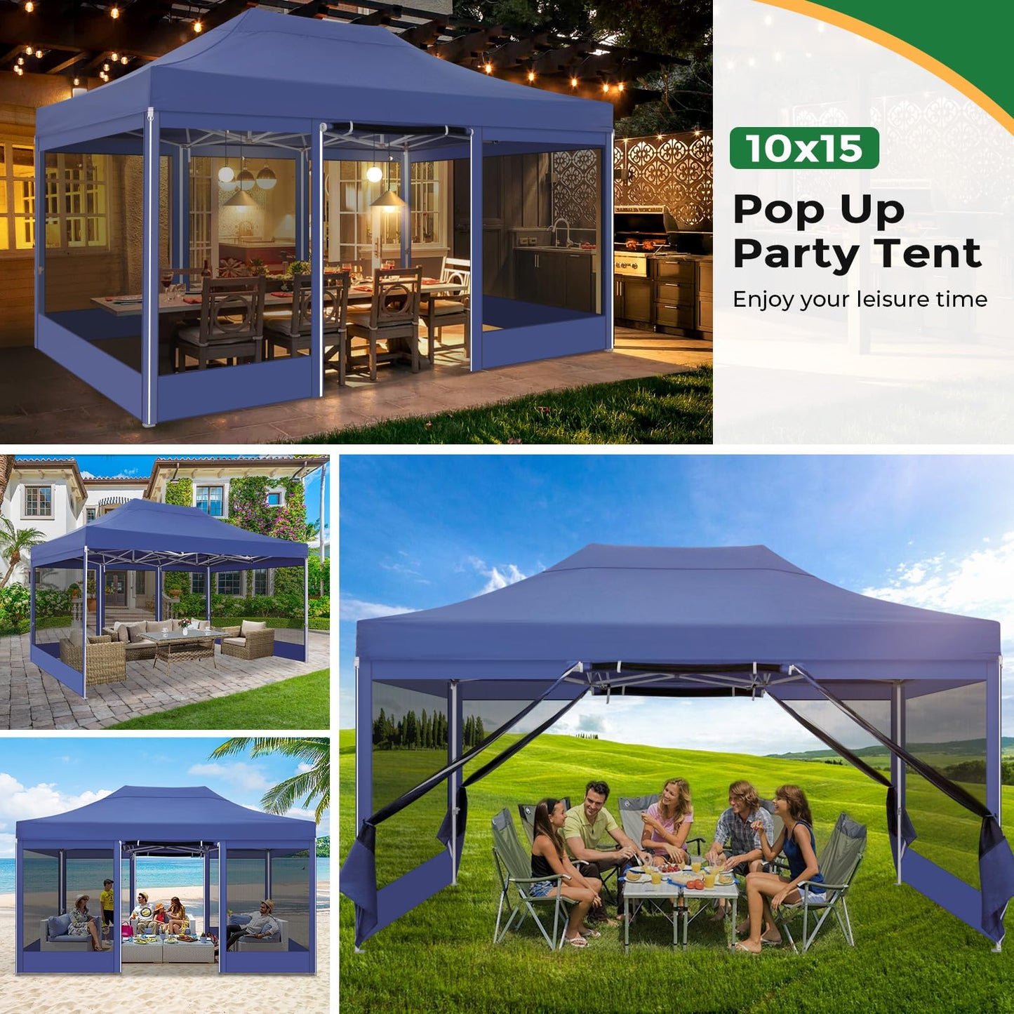 COBIZI Folding Gazebo 3 x 3 m Gazebo 3 x 3 m Waterproof Stable Party Tent Foldable with 4 Side Walls Mosquito Net Pop Up Garden Gazebo Anti-UV for Garden, Grey