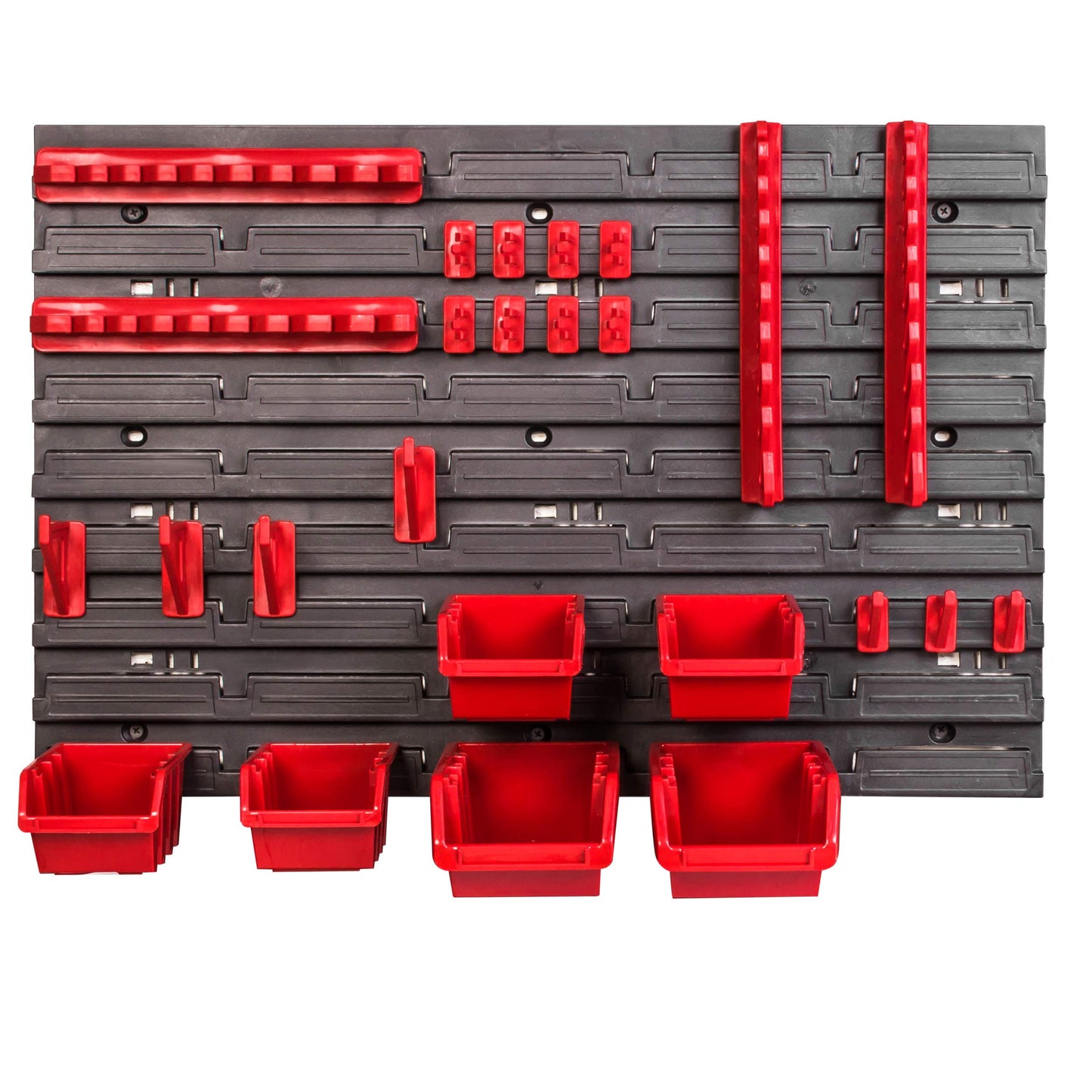 Storage System Wall Shelf 115 x 78 cm, Tool Holders, 23 Pieces Stacking Boxes Storage Boxes Extra Strong Wall Shelves Expandable Workshop Shelving Workshop Shelf